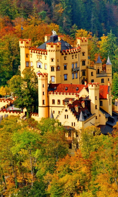 1114261 baixar papel de parede feito pelo homem, castelo hohenschwangau, outono, cair, castelo, castelos - protetores de tela e imagens gratuitamente
