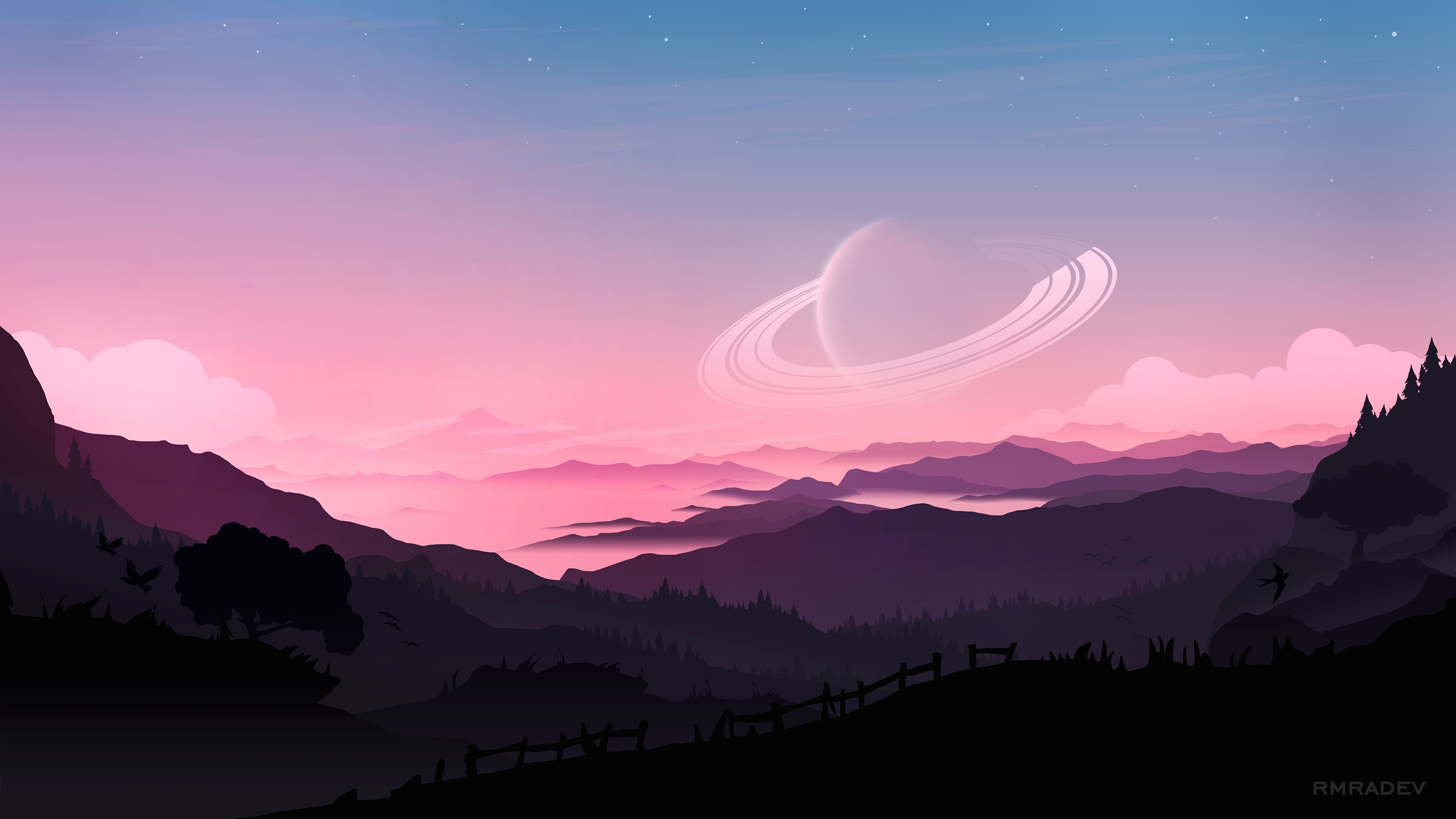 Handy-Wallpaper Landschaft, Gebirge, Science Fiction, Sonnenuntergang kostenlos herunterladen.