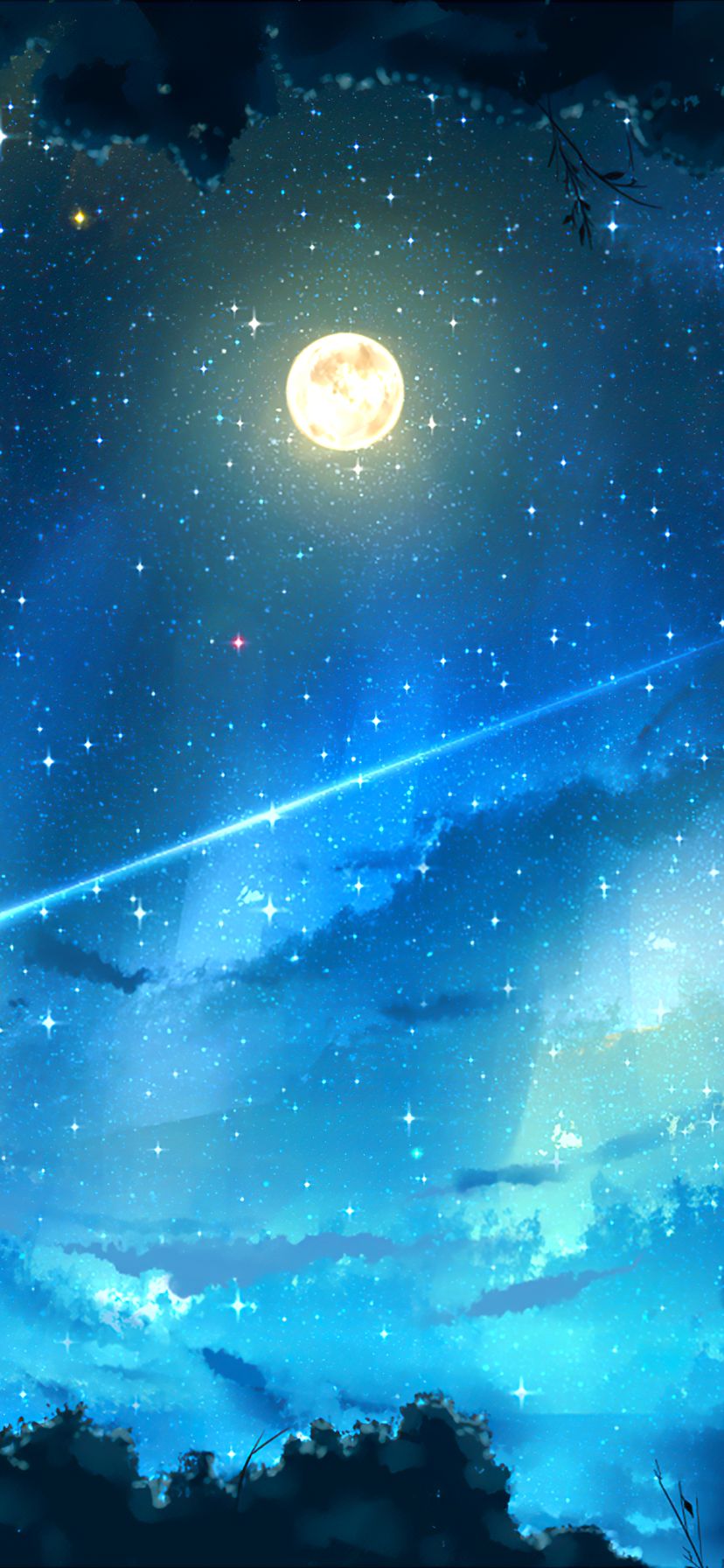 Download mobile wallpaper Anime, Sky, Night, Moon for free.