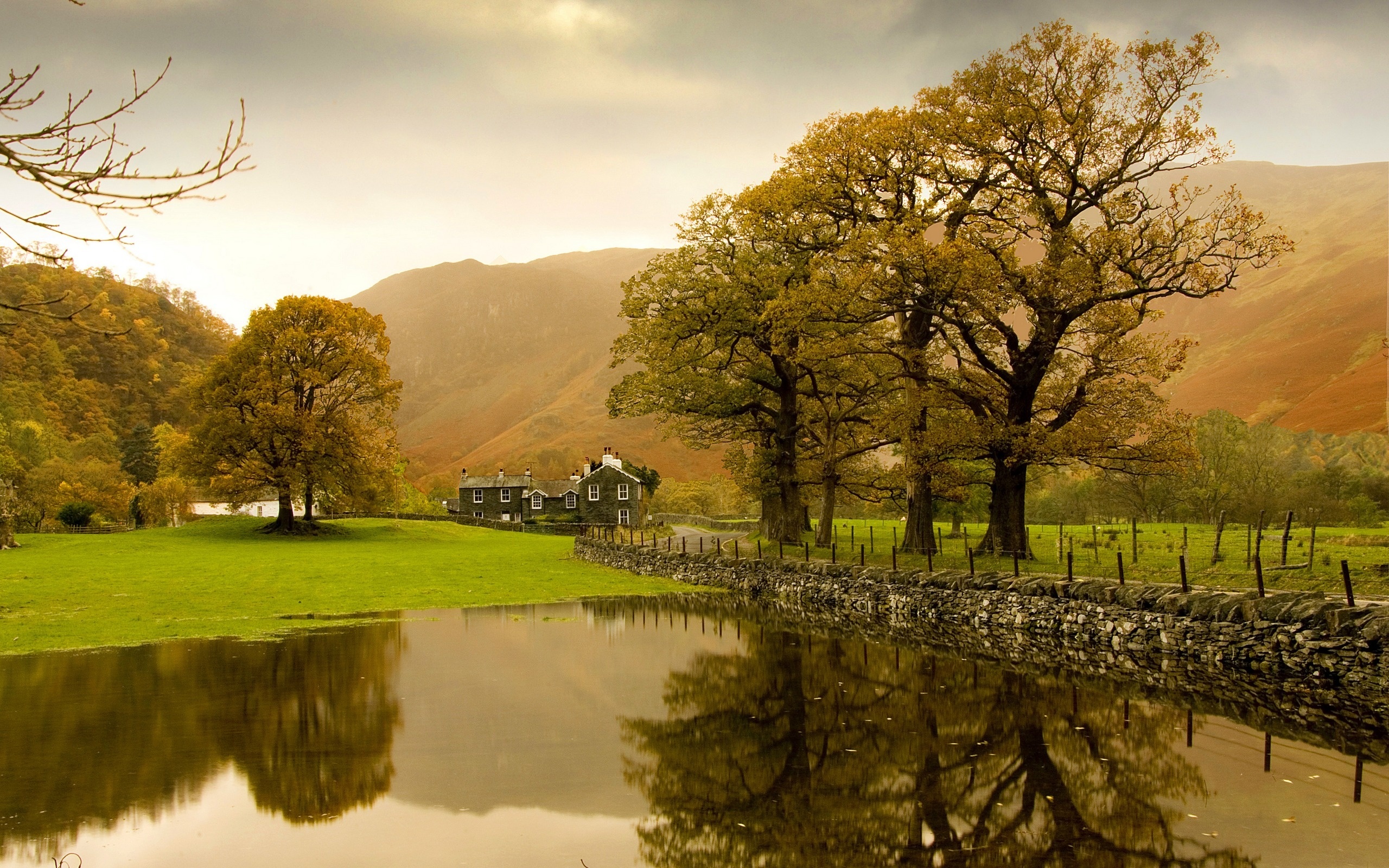 house, photography, landscape, pond, reflection, tree