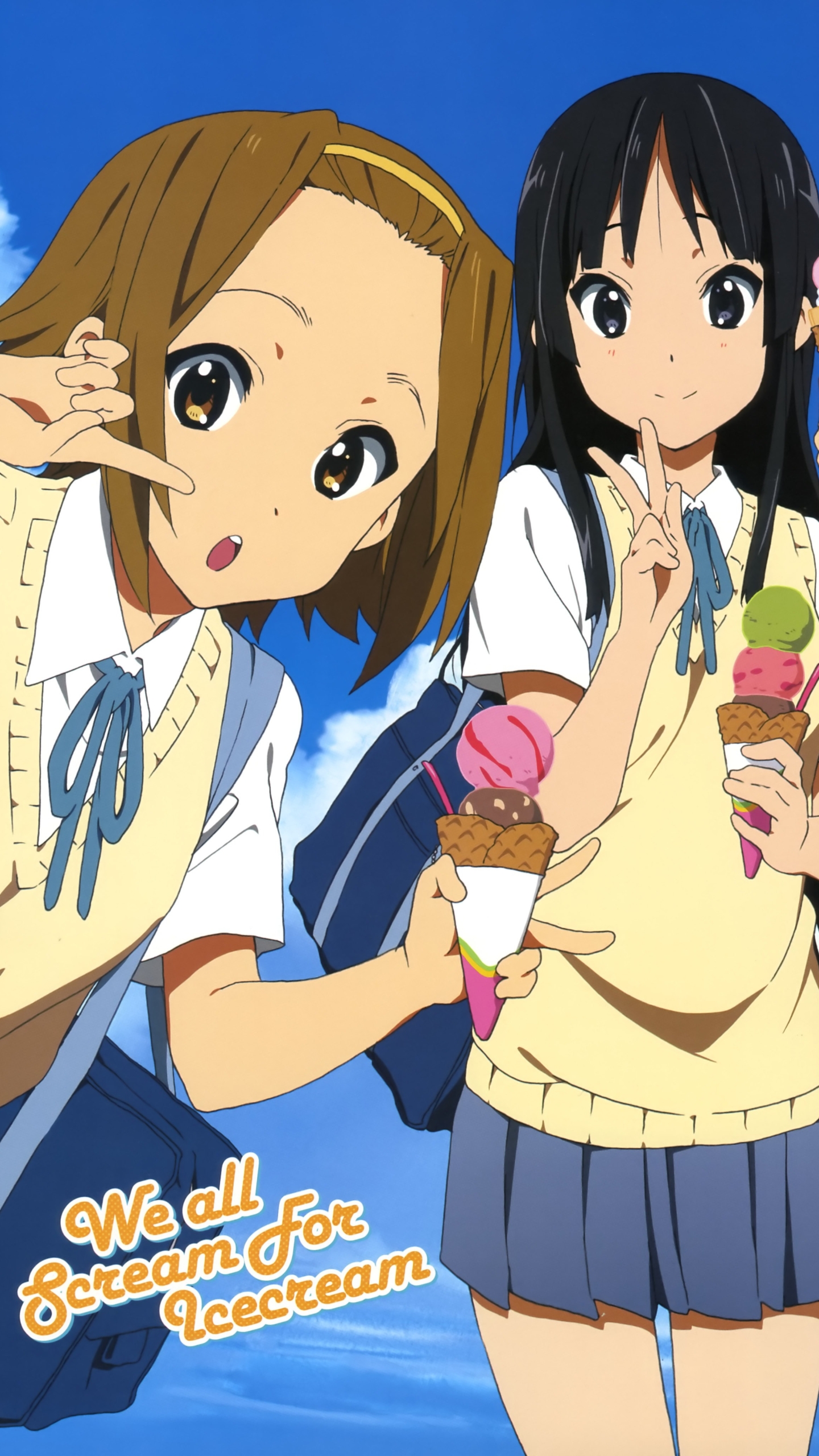 Handy-Wallpaper Schuluniform, Animes, Mio Akiyama, K On!, Ritsu Tainaka kostenlos herunterladen.