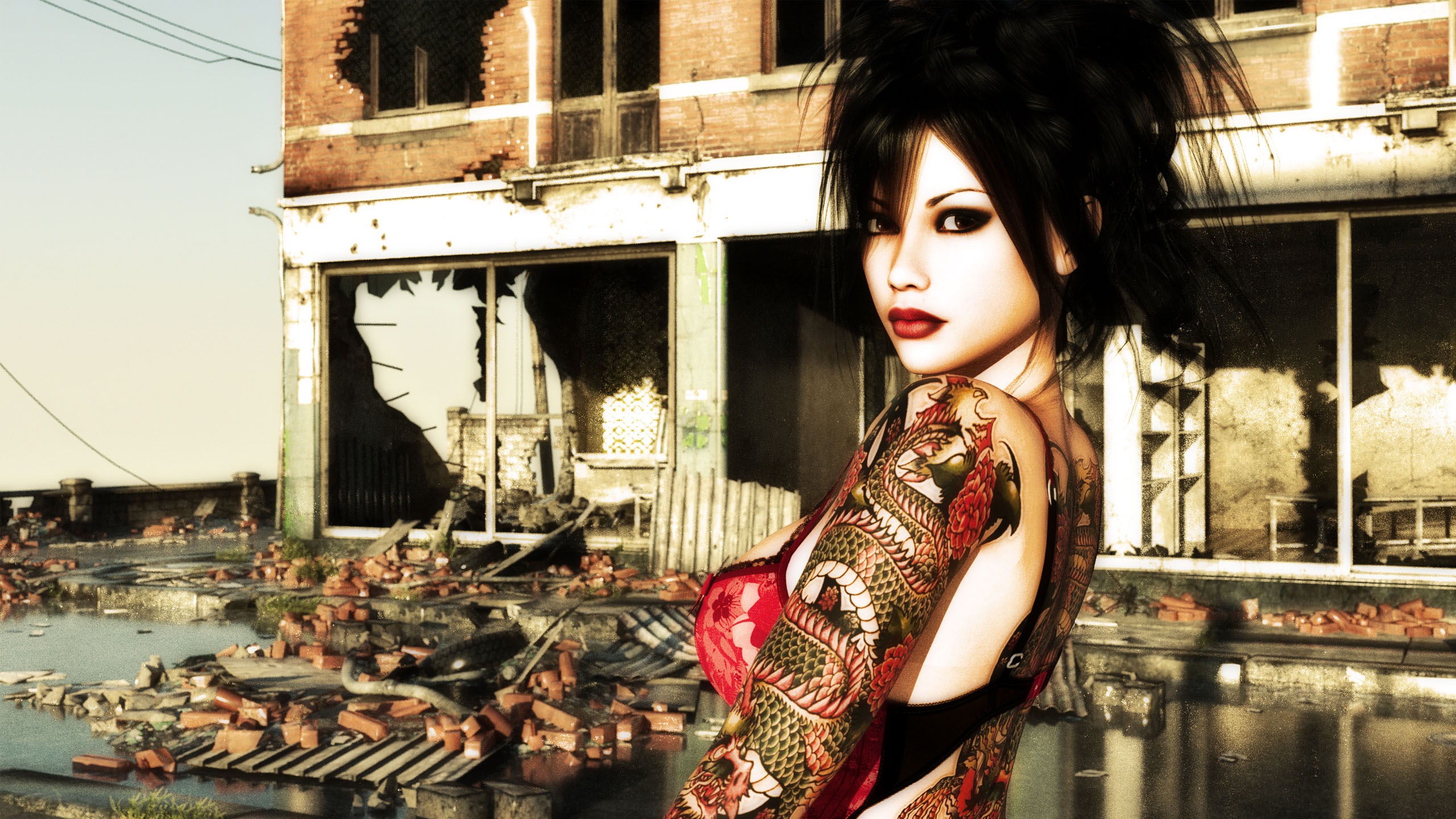 Free download wallpaper Gothic, Tattoo, Artistic, Women on your PC desktop