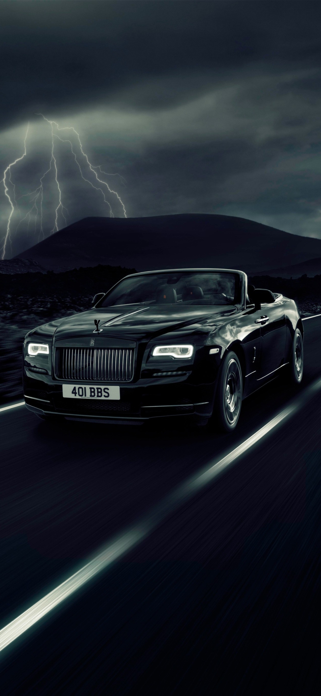 Download mobile wallpaper Night, Rolls Royce, Car, Vehicle, Vehicles, Grand Tourer, Black Car, Rolls Royce Dawn for free.