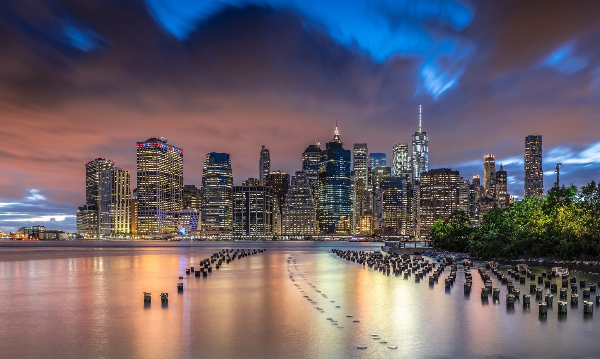 Baixar papel de parede para celular de Cidades, Céu, Noite, Eua, Cidade, Arranha Céu, Construção, Nova York, Feito Pelo Homem gratuito.