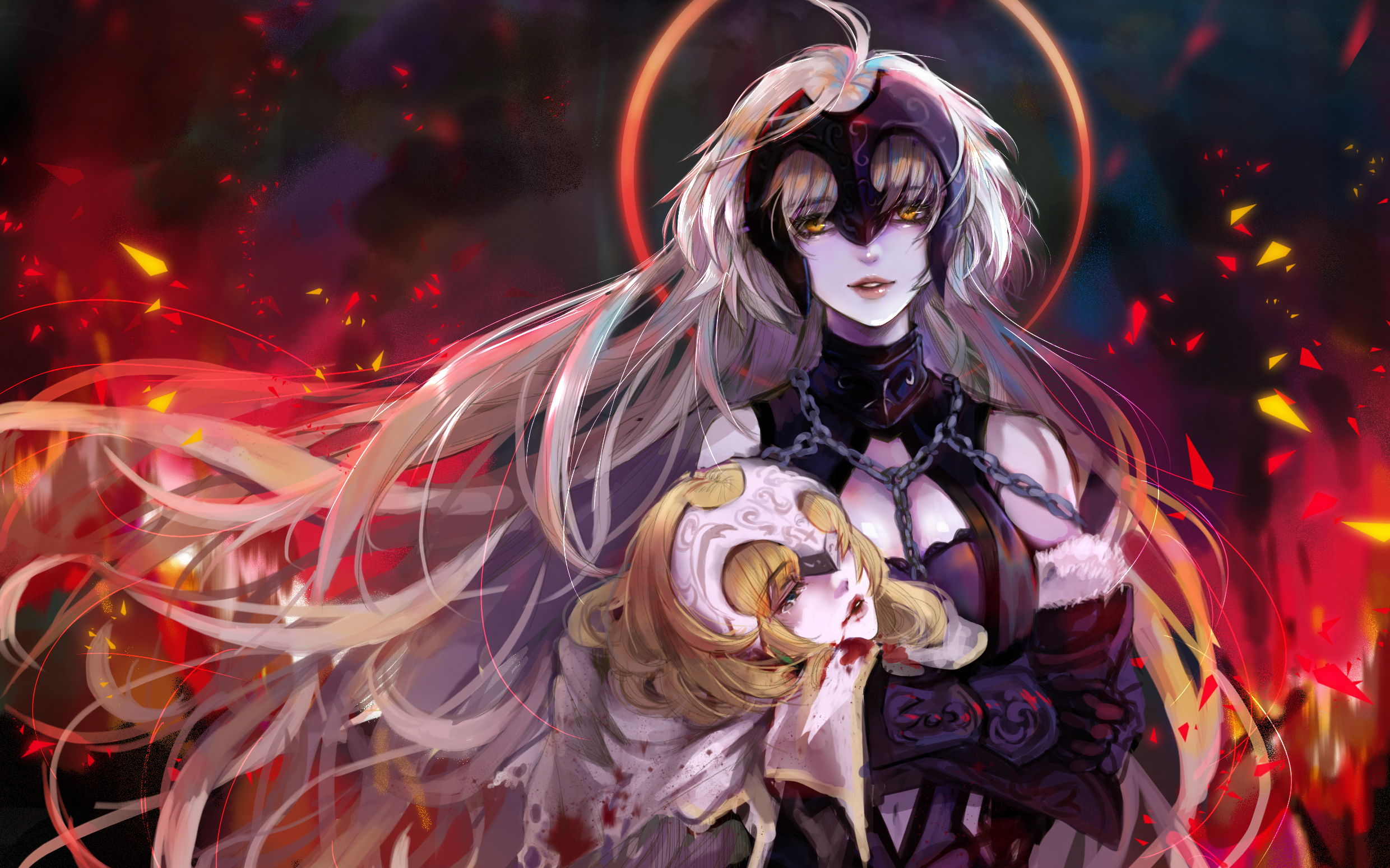 Download mobile wallpaper Anime, Blonde, Yellow Eyes, Long Hair, White Hair, Fate/grand Order, Crying, Jeanne D'arc (Fate Series), Jeanne D'arc Alter, Ruler (Fate/apocrypha), Avenger (Fate/grand Order), Fate Series for free.