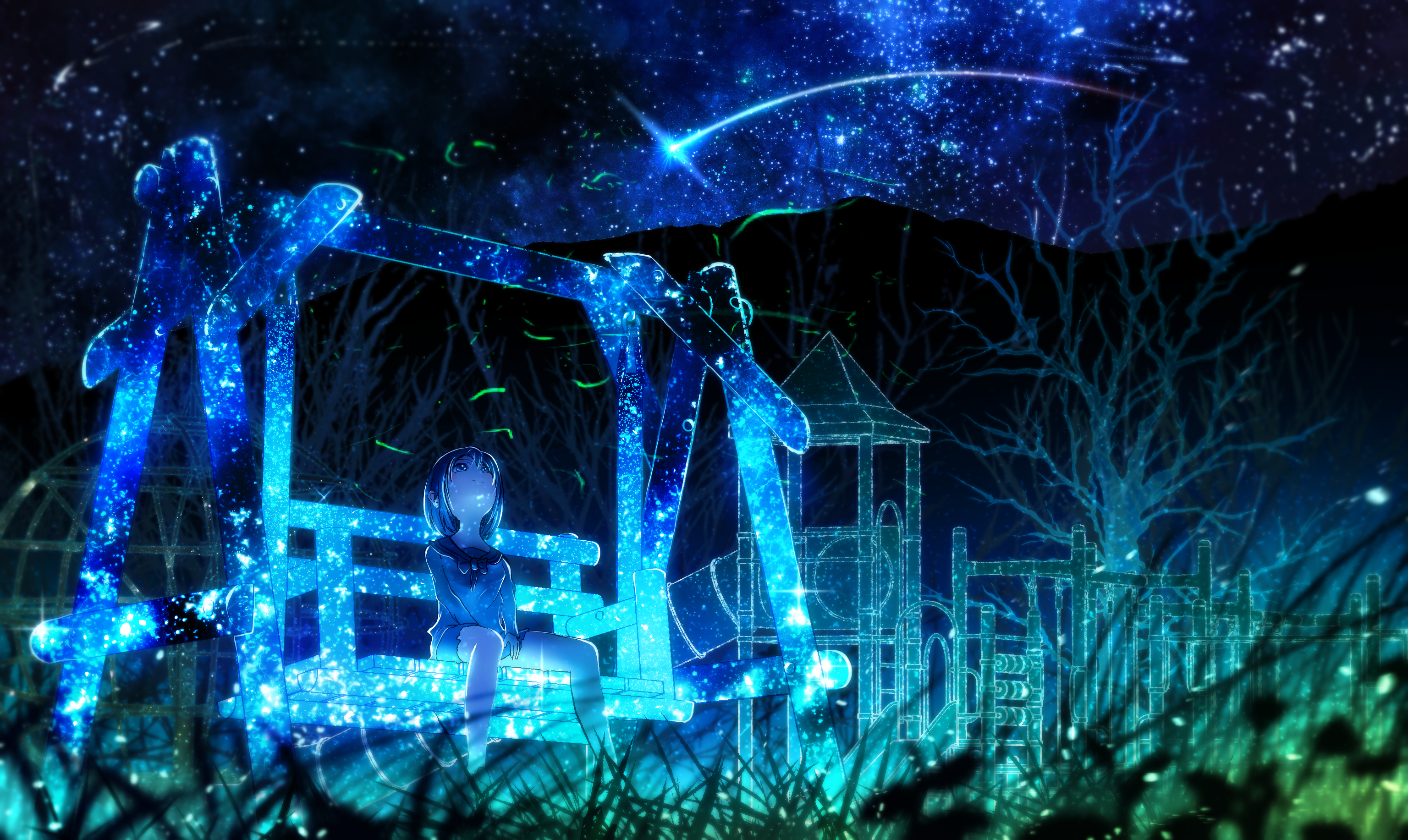 Laden Sie das Sterne, Original, Sternschnuppe, Animes-Bild kostenlos auf Ihren PC-Desktop herunter