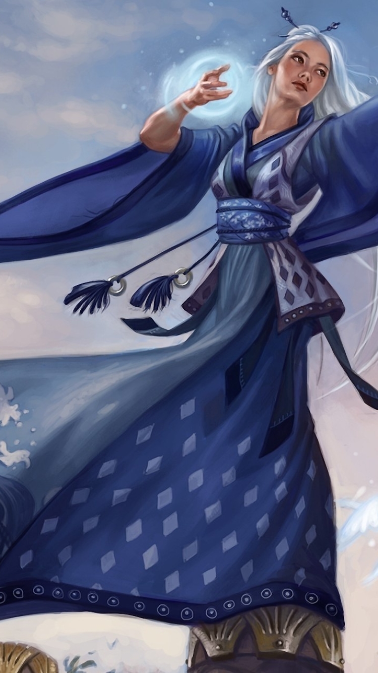Download mobile wallpaper Magic, Fantasy, Bird, Kimono, Witch, Sorceress for free.