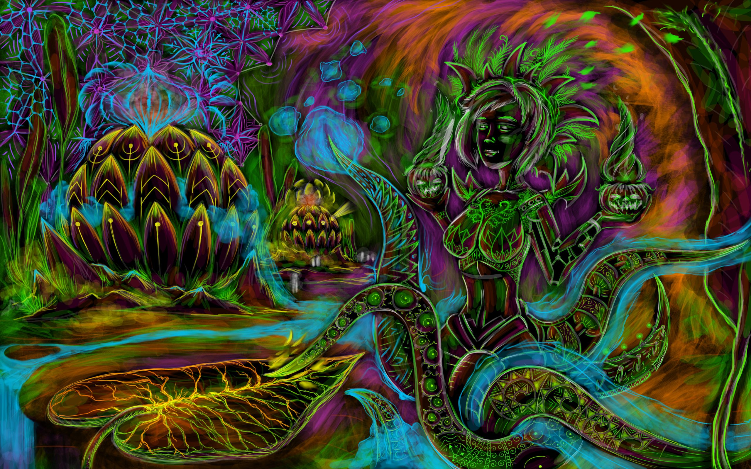 Download mobile wallpaper Fantasy, Plant, Colorful, Creature, Psychedelic for free.