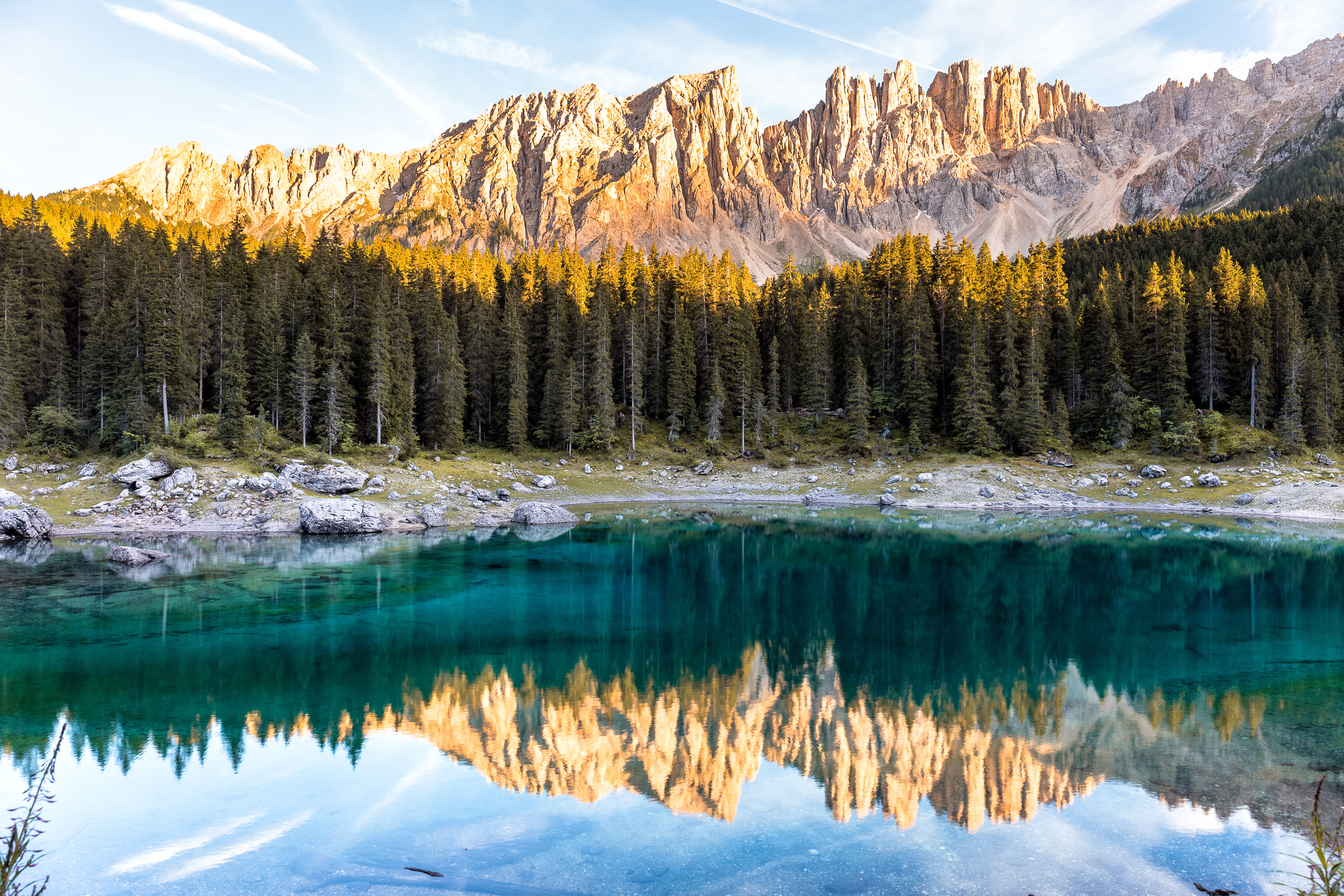 Download mobile wallpaper Reflection, Mountains, Nature, Trees, Lake, Italy, Landscape for free.