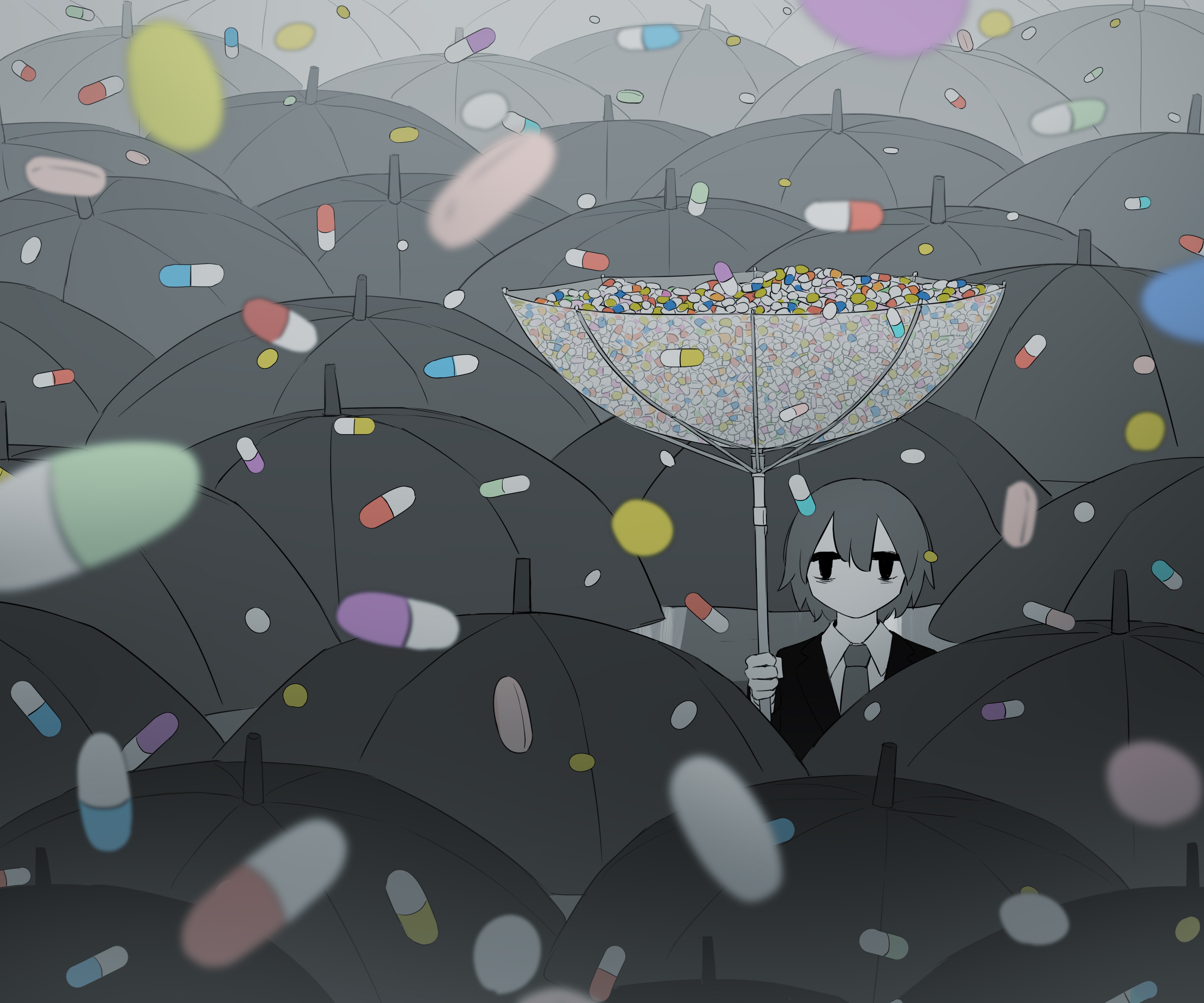 Download mobile wallpaper Anime, Girl, Umbrella, Drugs for free.