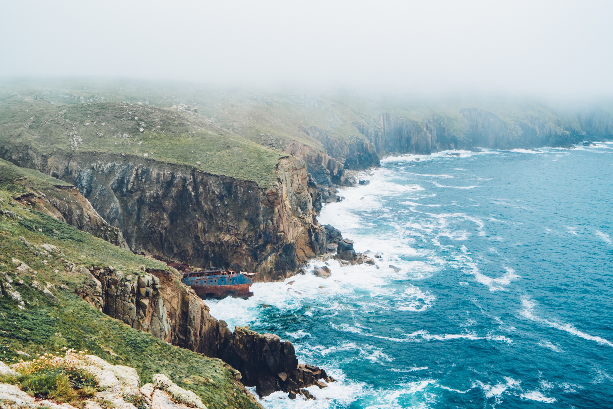 Laden Sie das Küste, Nebel, Klippe, England, Erde/natur-Bild kostenlos auf Ihren PC-Desktop herunter
