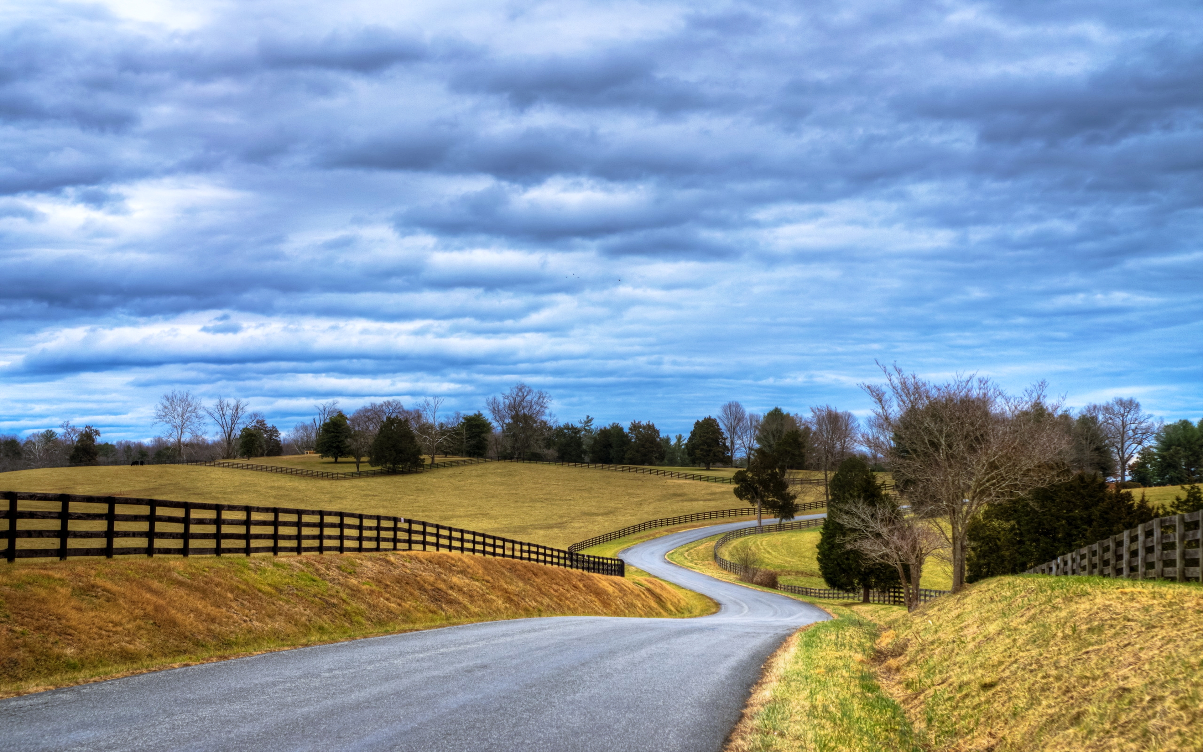 Download mobile wallpaper Landscape, Nature, Road, Tree, Cloud, Man Made for free.
