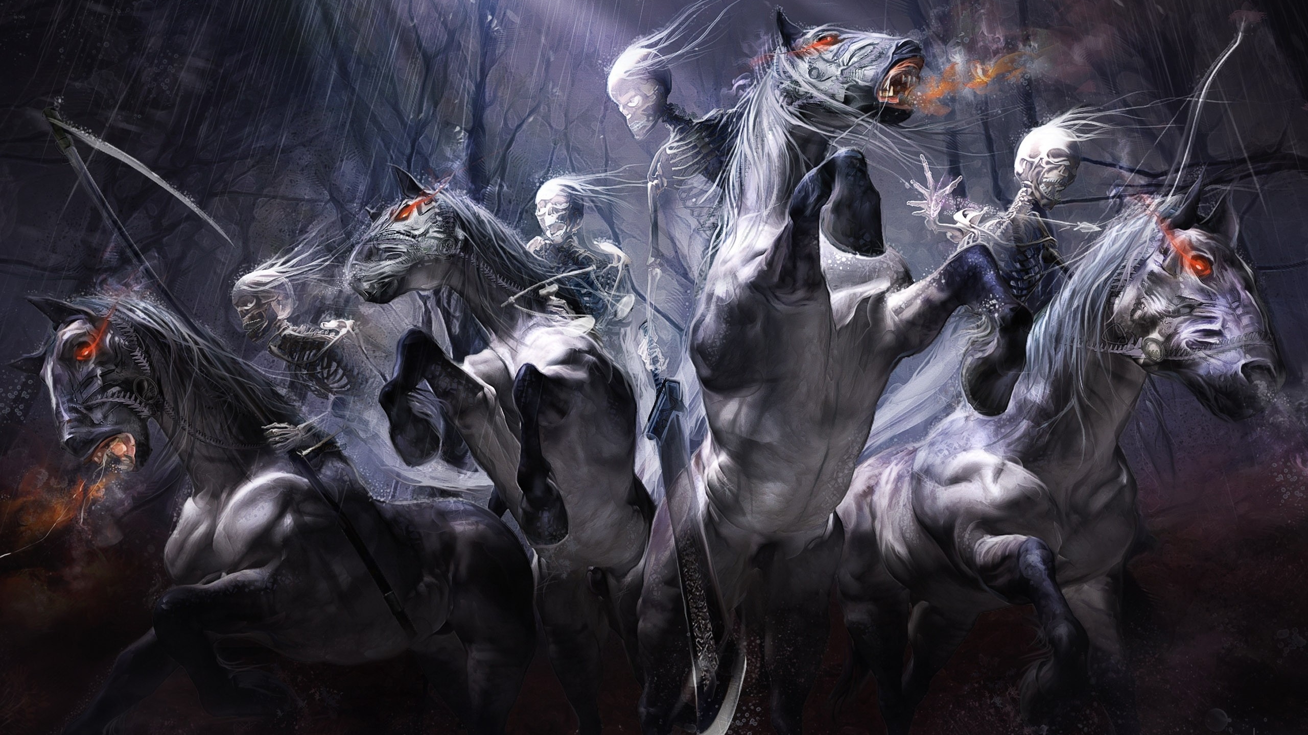 Download mobile wallpaper Fantasy, Dark, Creepy, Horse, Skeleton for free.