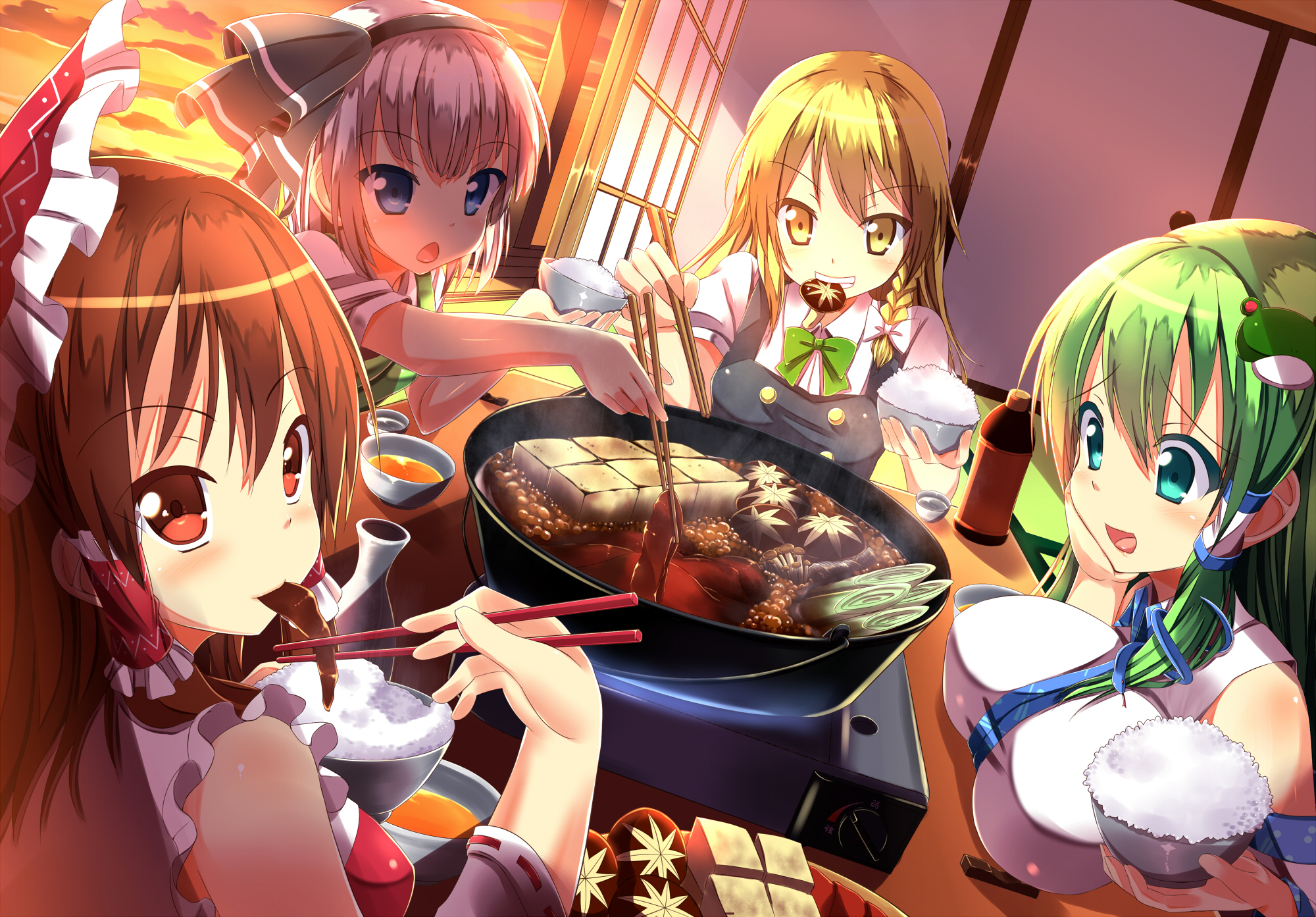 Descarga gratuita de fondo de pantalla para móvil de Animado, Touhou, Youmu Konpaku, Sanae Kochiya, Reimu Hakurei, Marisa Kirisame.