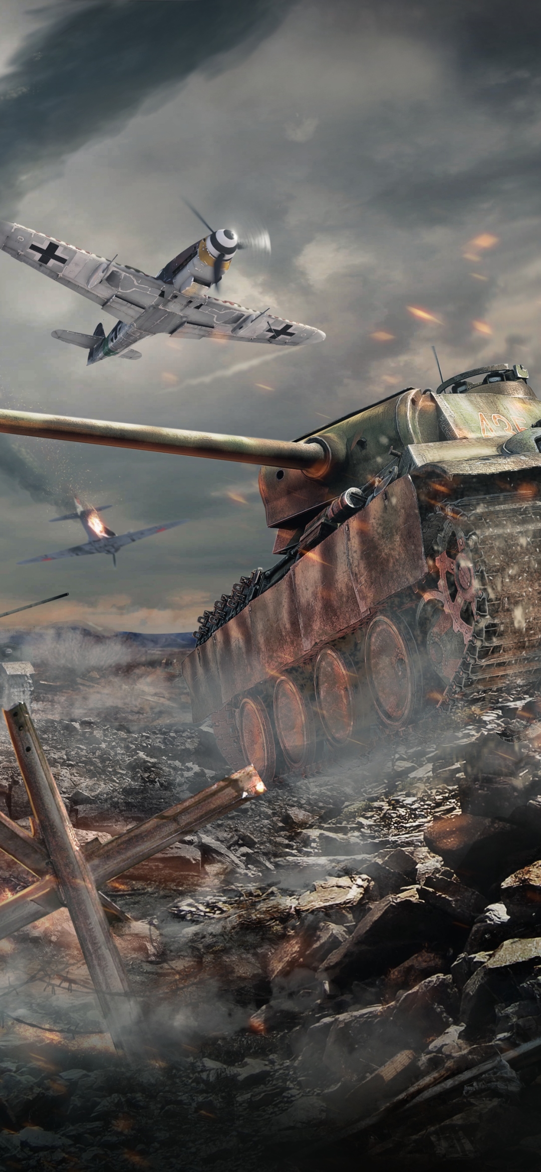 Handy-Wallpaper Flugzeuge, Flugzeug, Panzer, Schlacht, Computerspiele, Kampfflugzeug, War Thunder kostenlos herunterladen.