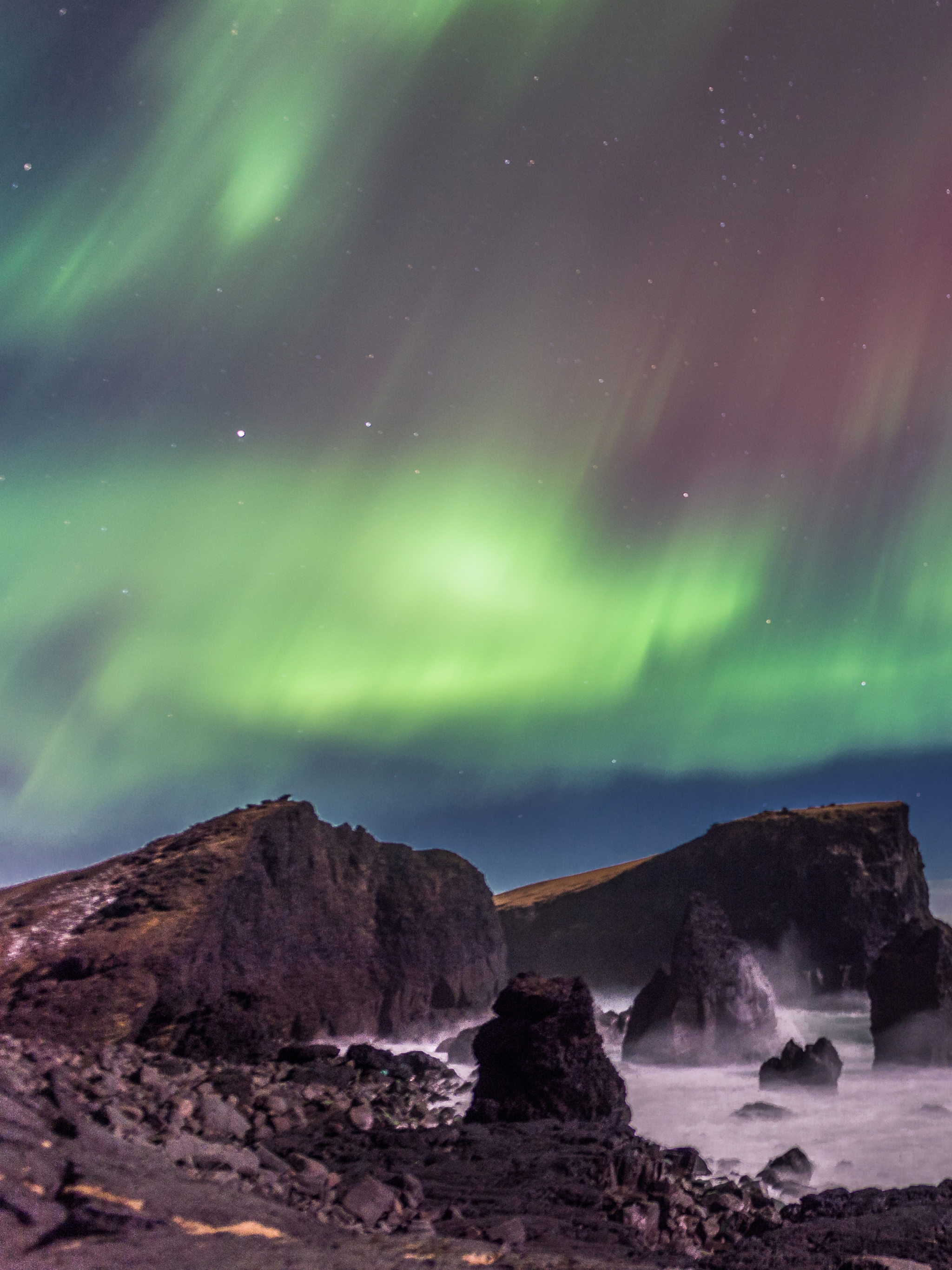 Скачати мобільні шпалери Земля, Північне Сяйво, Ісландія, Півострів Рейкьянес безкоштовно.