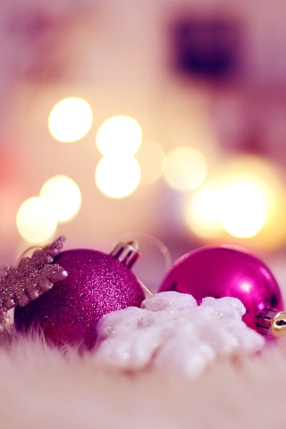 Handy-Wallpaper Feiertage, Rosa, Schnee, Weihnachten, Weihnachtsschmuck, Schneeflocke, Flitter kostenlos herunterladen.
