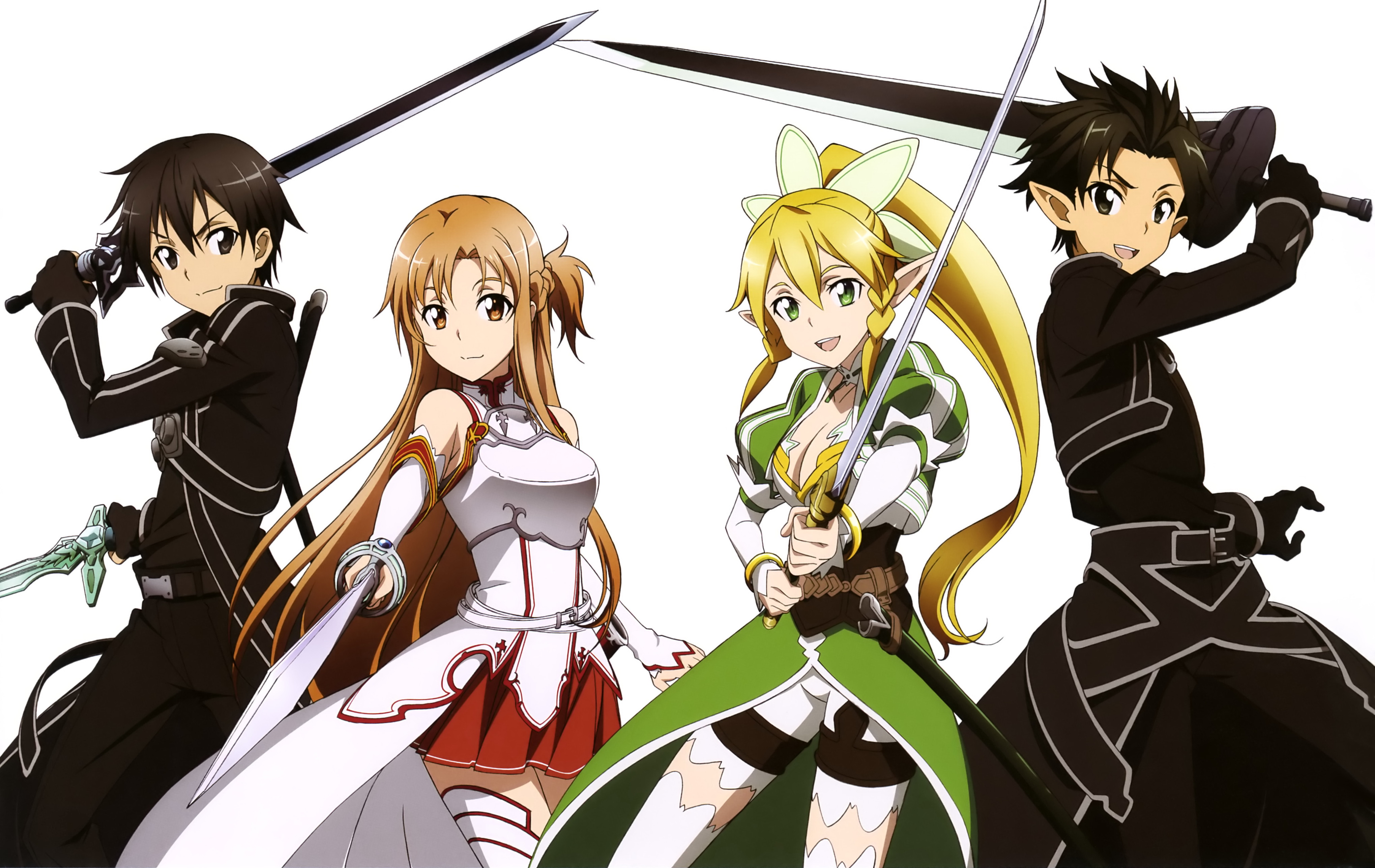Descarga gratis la imagen Sword Art Online, Animado, Asuna Yuuki, Kirito (Arte De Espada En Línea), Leafa (Arte De Espada En Línea) en el escritorio de tu PC