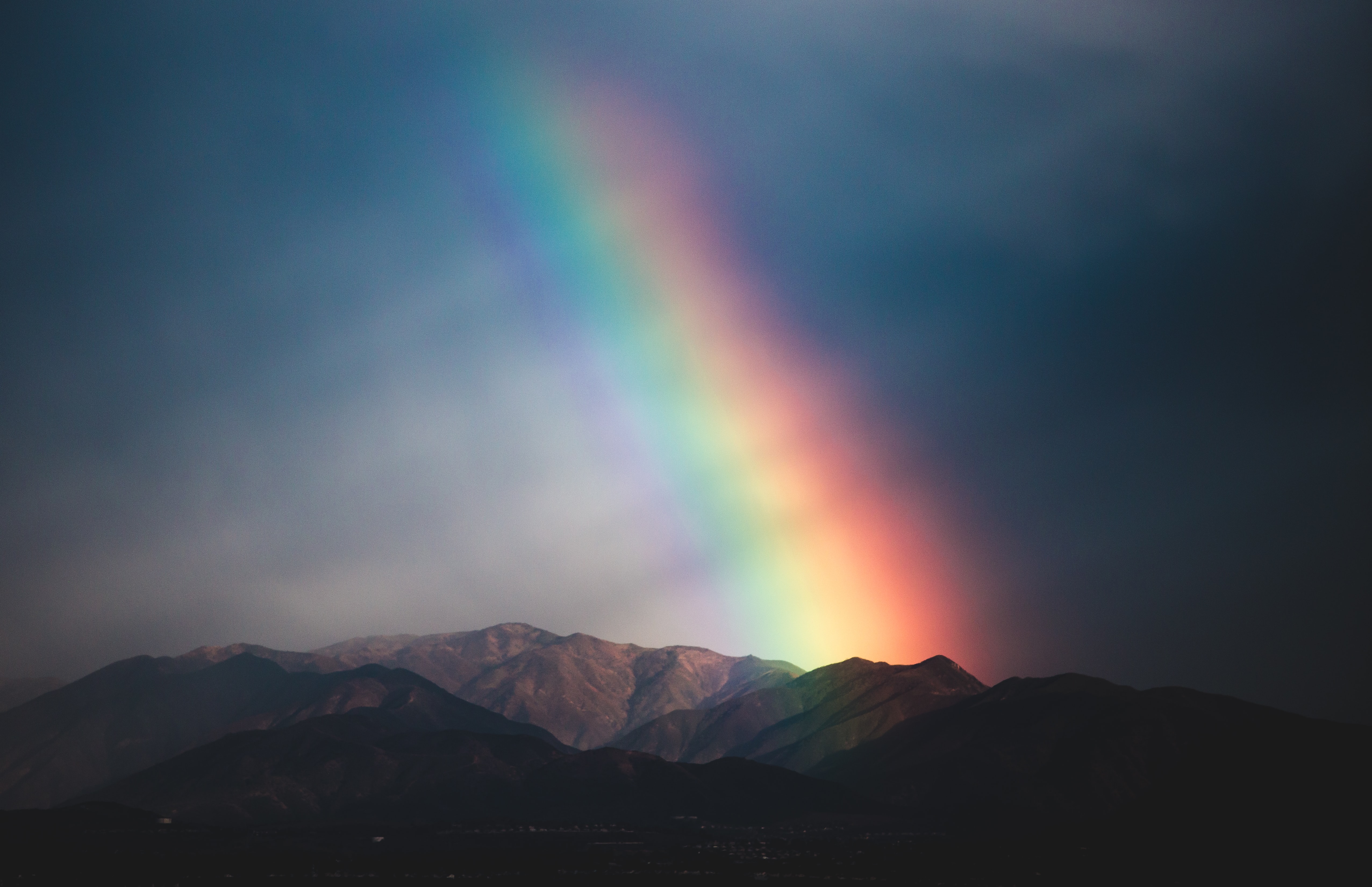 dusk, rainbow, nature, mountains, twilight cellphone