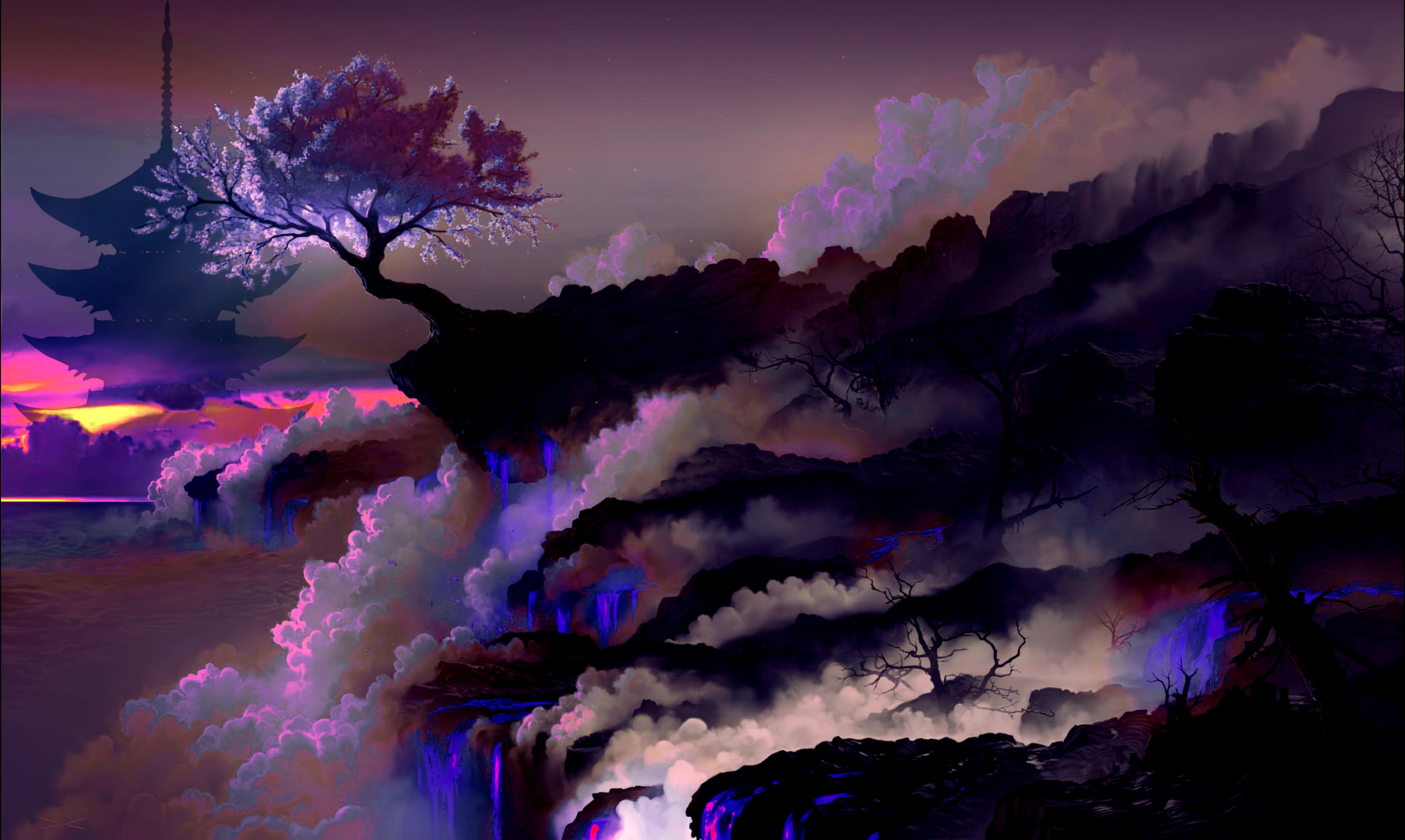 Laden Sie das Natur, Baum, Nacht, Künstlerisch-Bild kostenlos auf Ihren PC-Desktop herunter