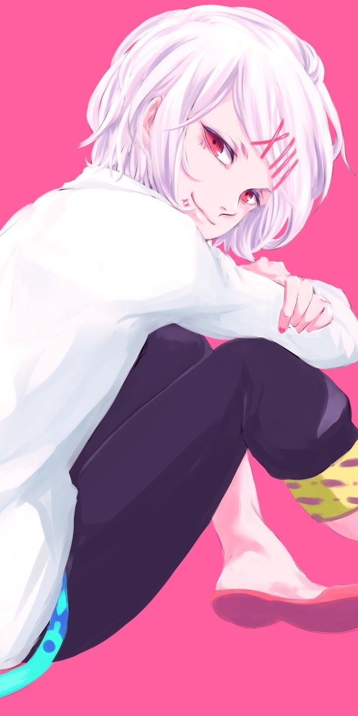 Download mobile wallpaper Anime, Short Hair, White Hair, Pink Eyes, Tokyo Ghoul, Juuzou Suzuya for free.