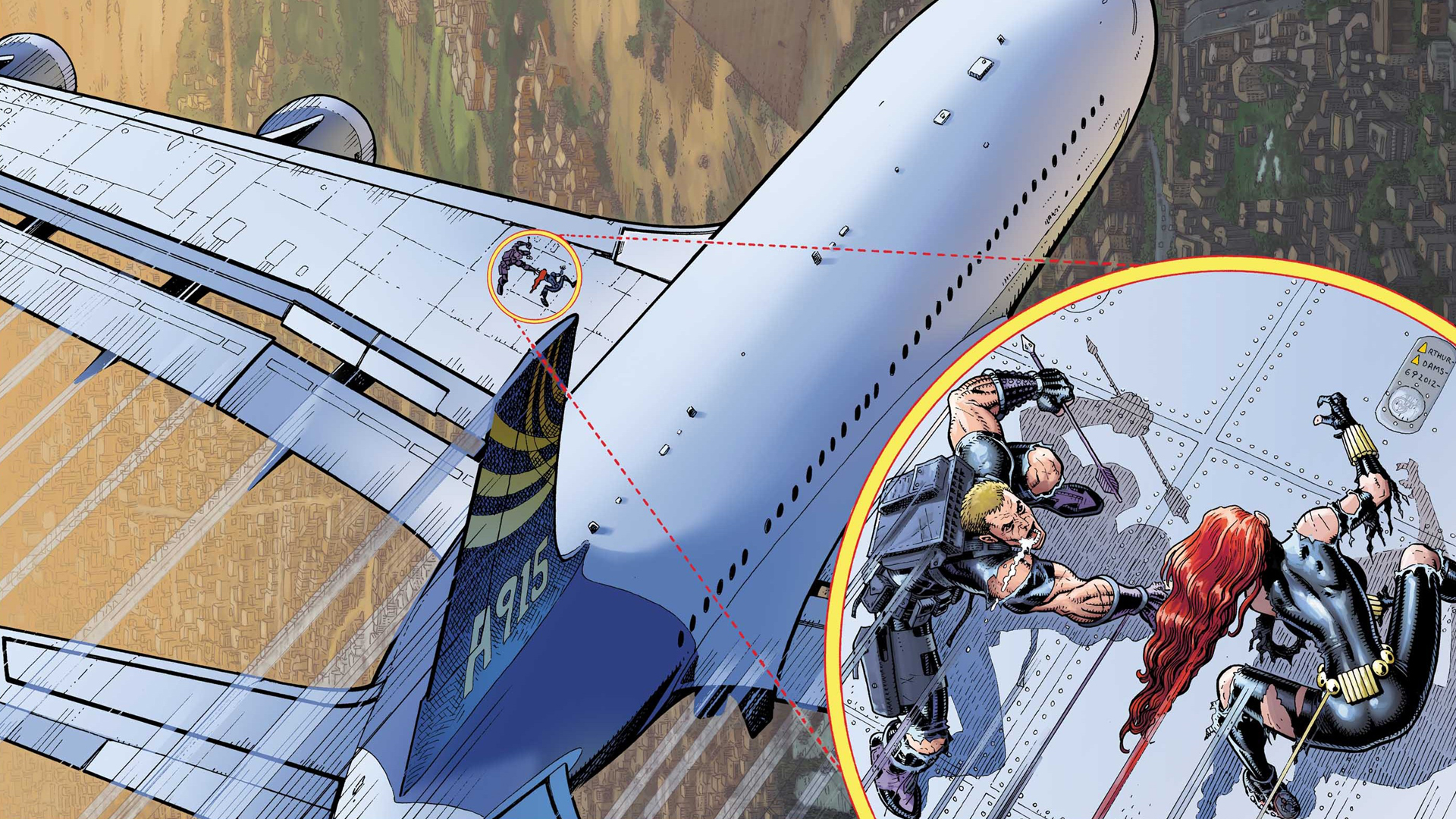 Laden Sie das Flugzeug, Comics, Rächer, Schwarze Witwe, Adlerauge, The Avengers-Bild kostenlos auf Ihren PC-Desktop herunter