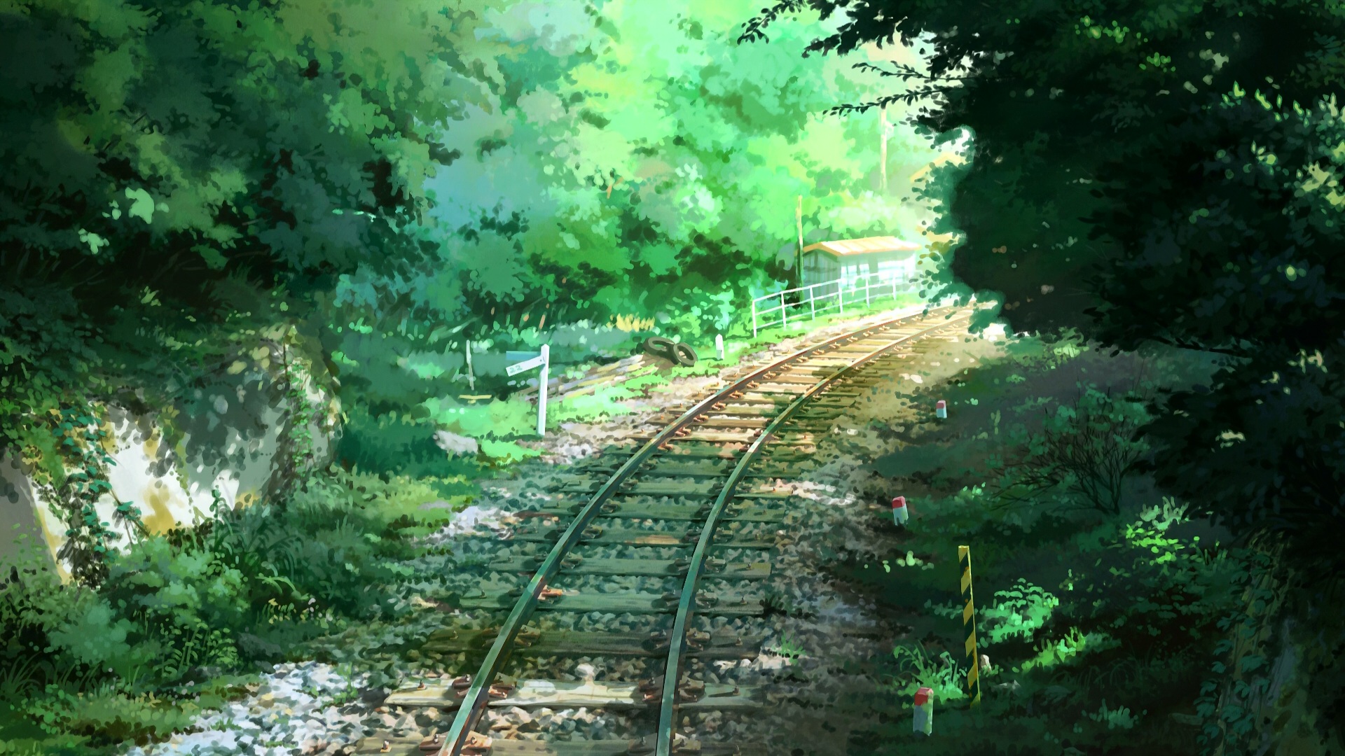anime, children who chase lost voices, railroad