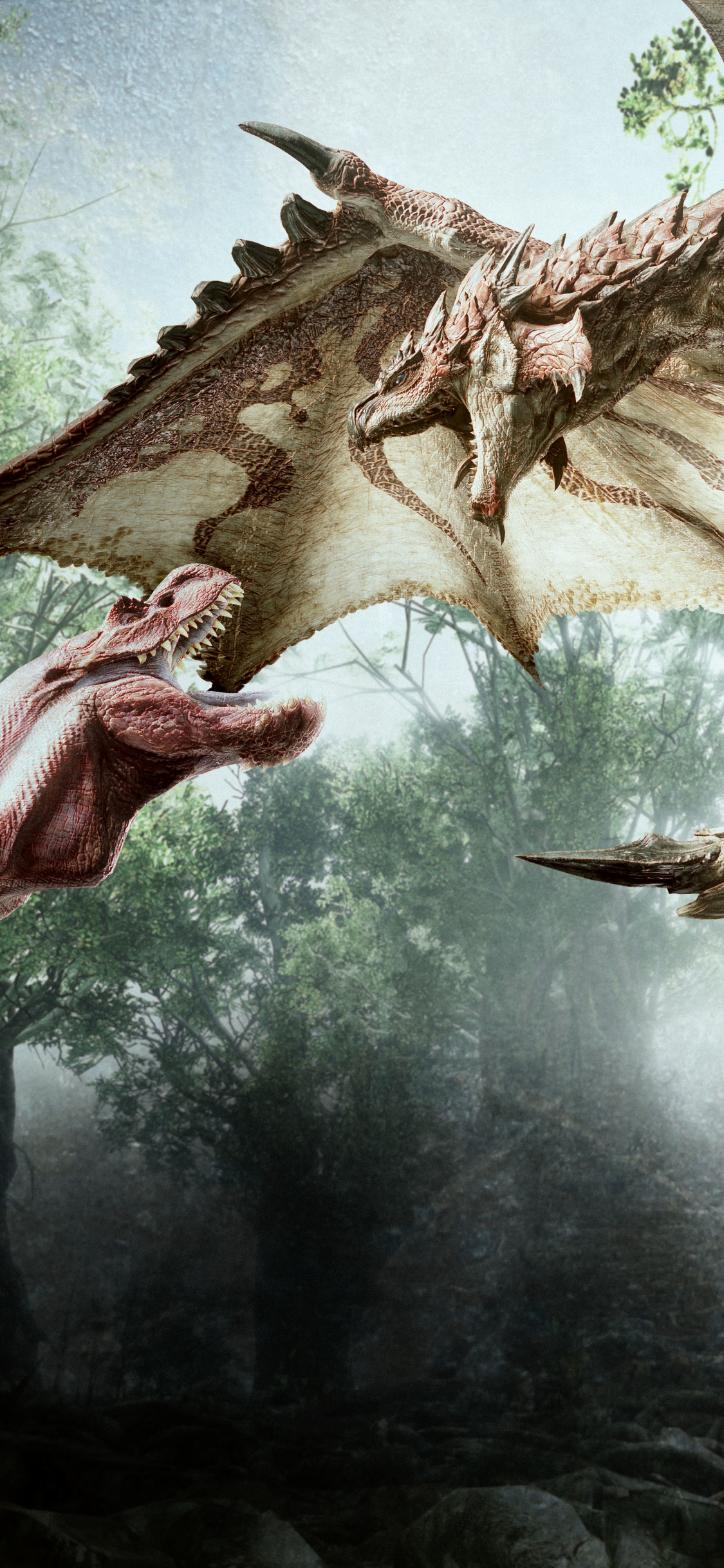 Descarga gratuita de fondo de pantalla para móvil de Dragón, Dinosaurio, Continuar, Videojuego, Rathalos (Cazador De Monstruos), Monster Hunter: World, Anjanath (Cazador De Monstruos).
