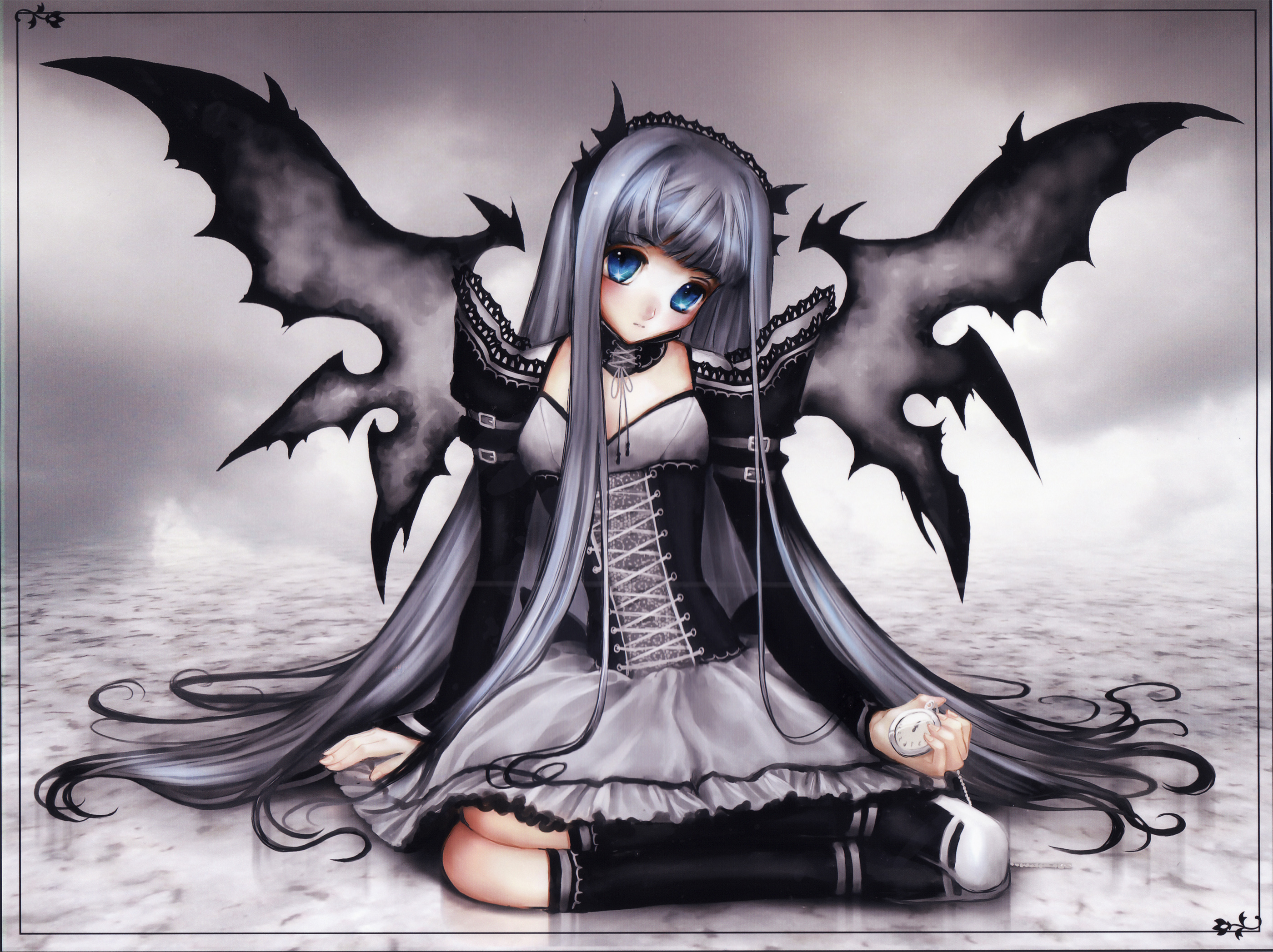 Download mobile wallpaper Original, Vampire, Wings, Anime for free.