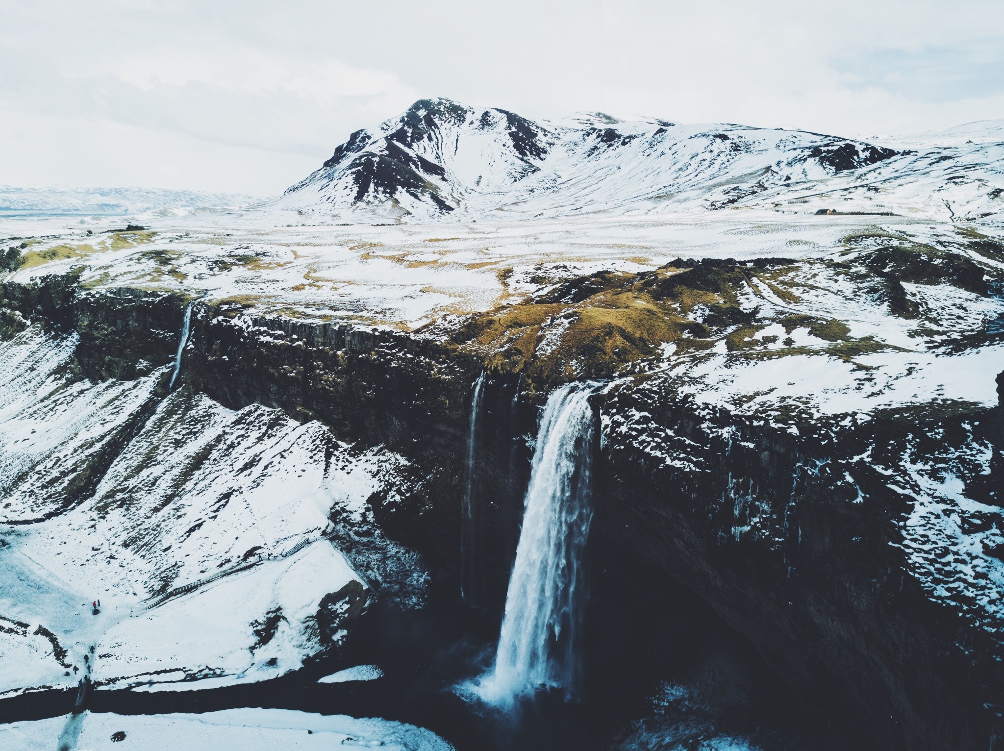 Download mobile wallpaper Winter, Waterfalls, Waterfall, Earth, Iceland, Seljalandsfoss for free.