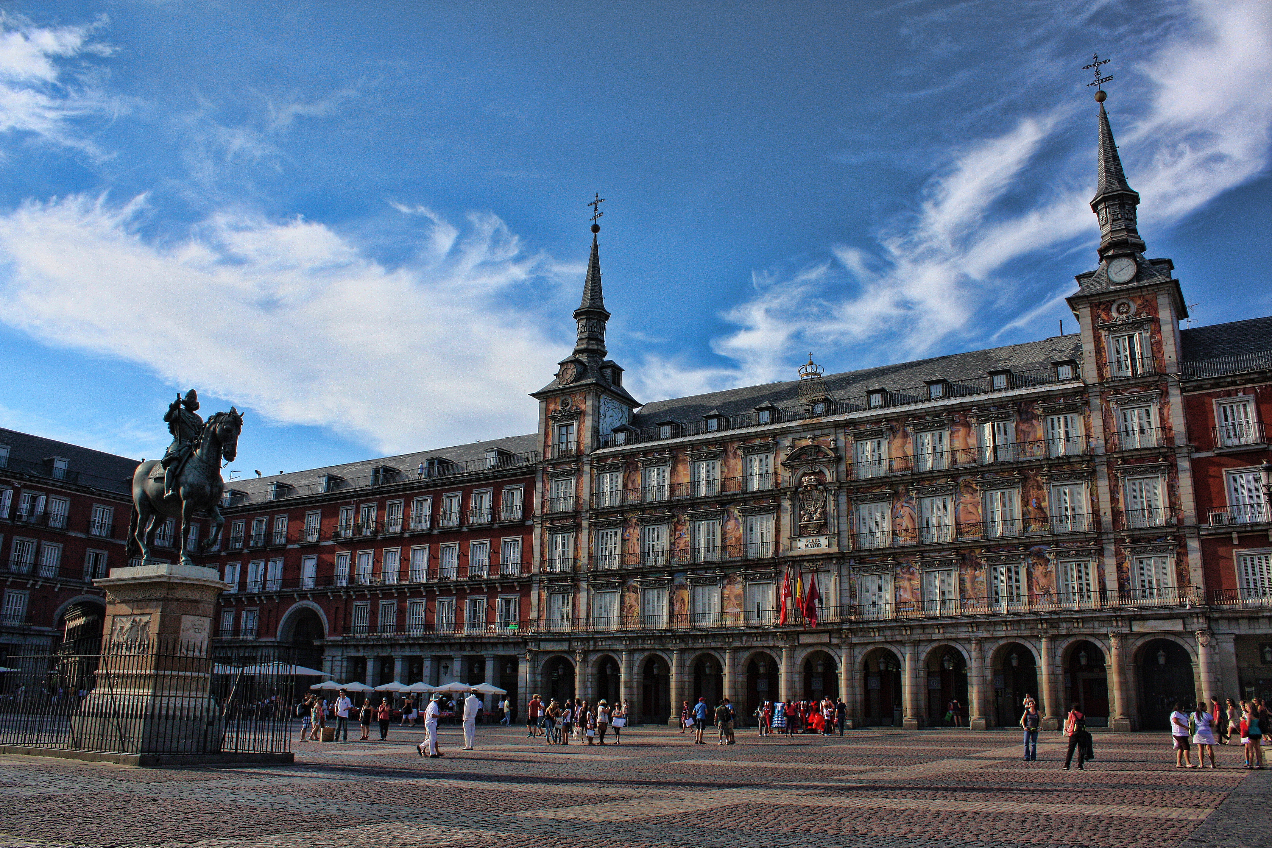 spain, man made, building, madrid, square, statue
