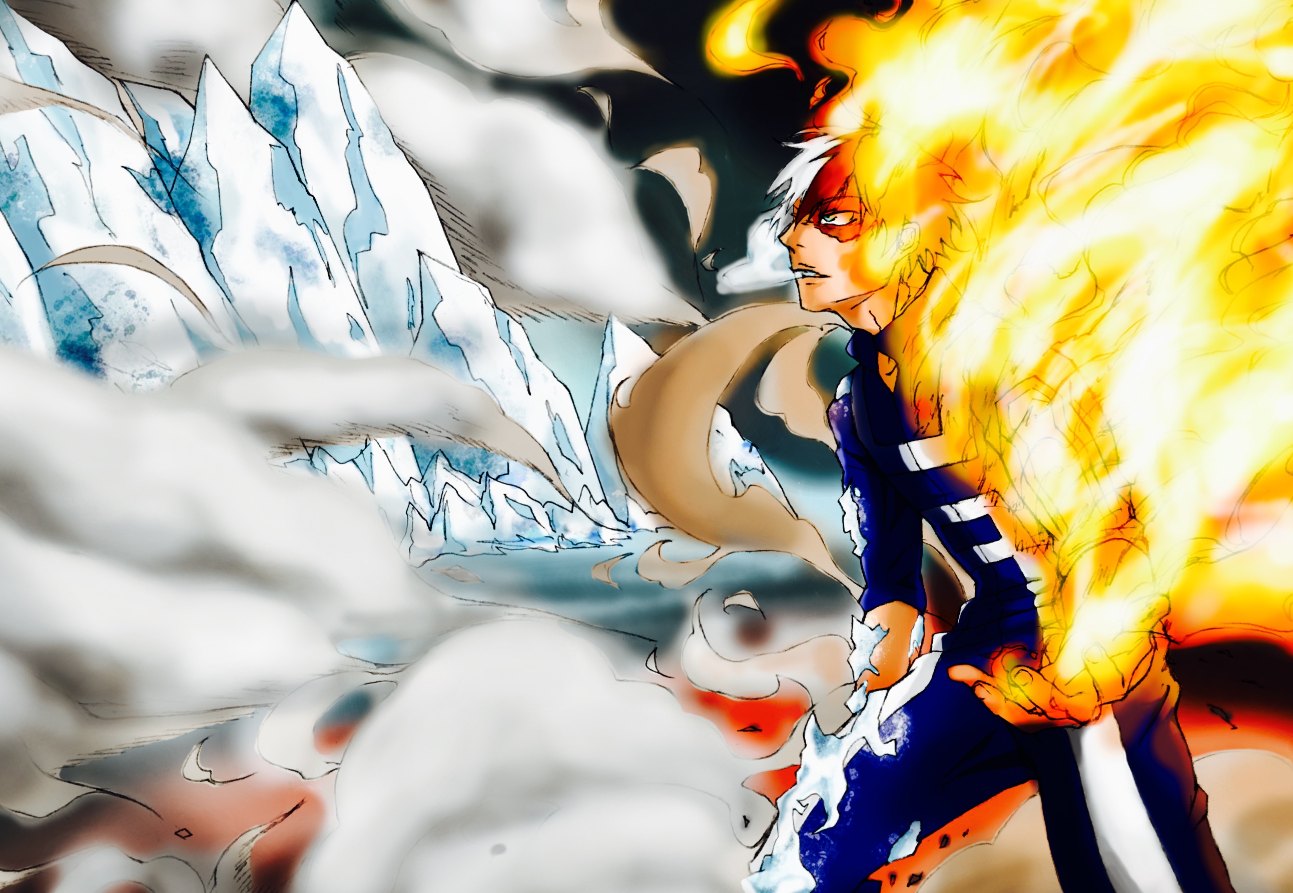Download mobile wallpaper Anime, Fire, Ice, Shoto Todoroki, My Hero Academia for free.
