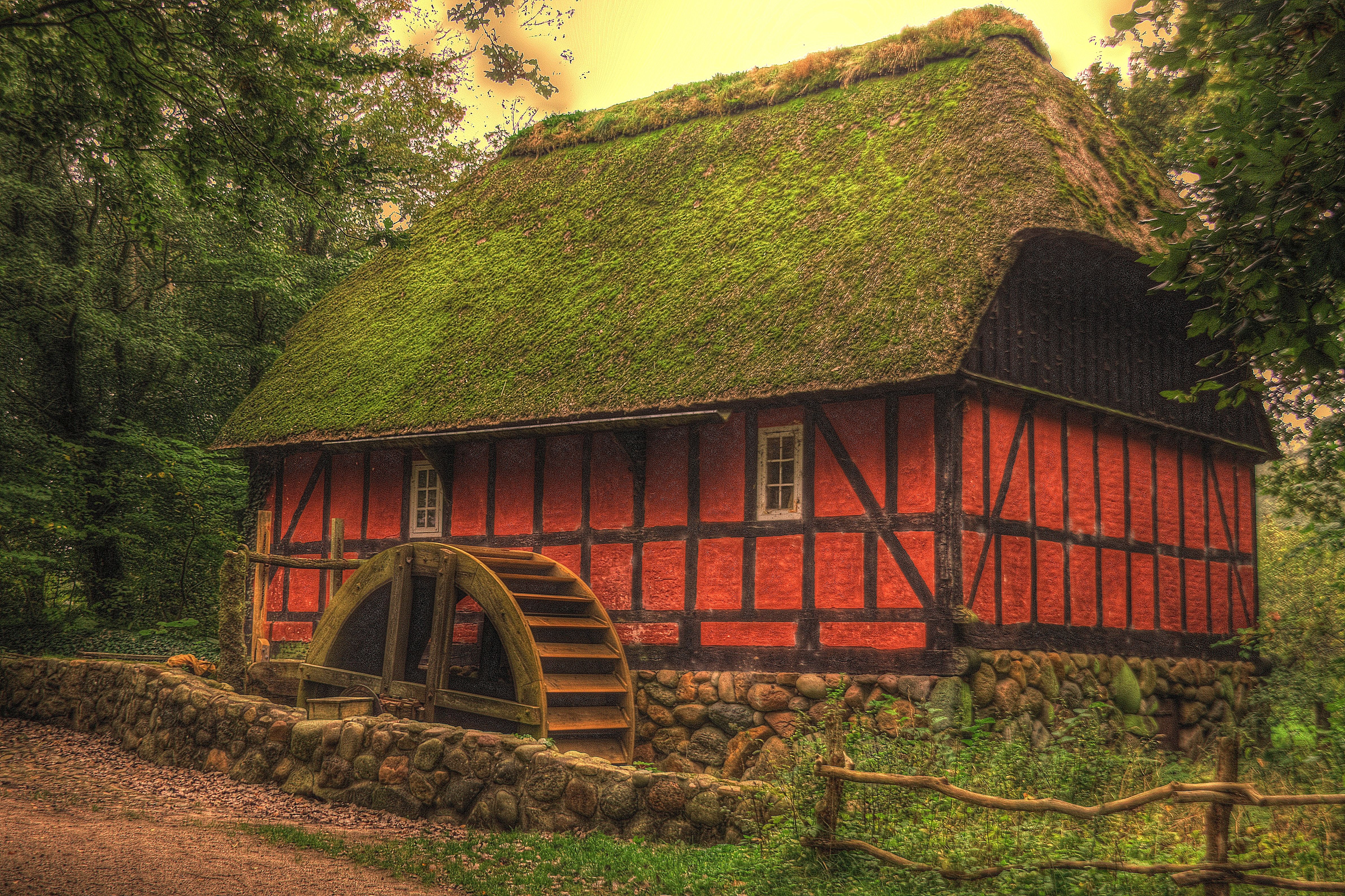 Free download wallpaper Hdr, Man Made, Watermill on your PC desktop