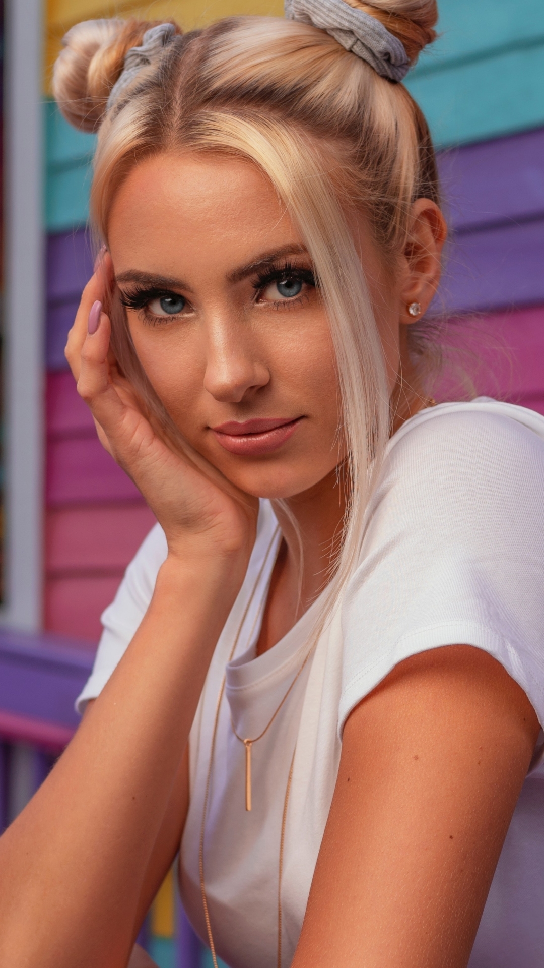 Handy-Wallpaper Blond, Modell, Frauen, Blaue Augen, Blondinen kostenlos herunterladen.