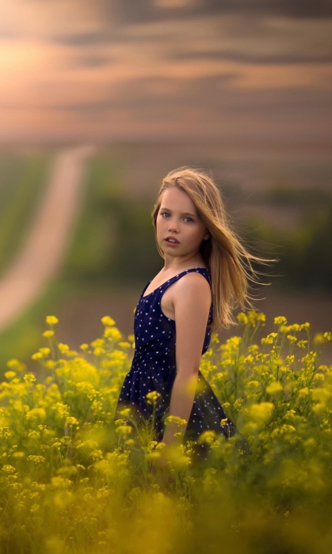 Download mobile wallpaper Flower, Field, Child, Photography, Little Girl for free.