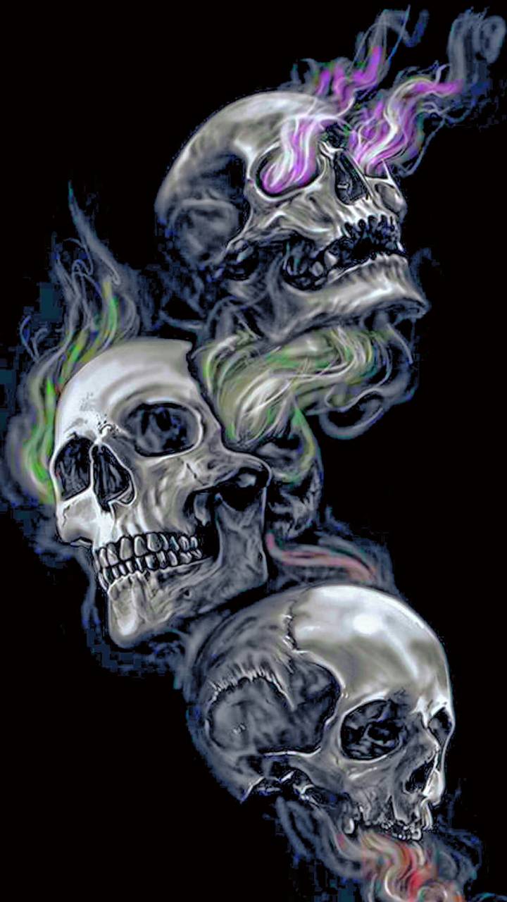 Download mobile wallpaper Fantasy, Smoke, Dark, Skull for free.