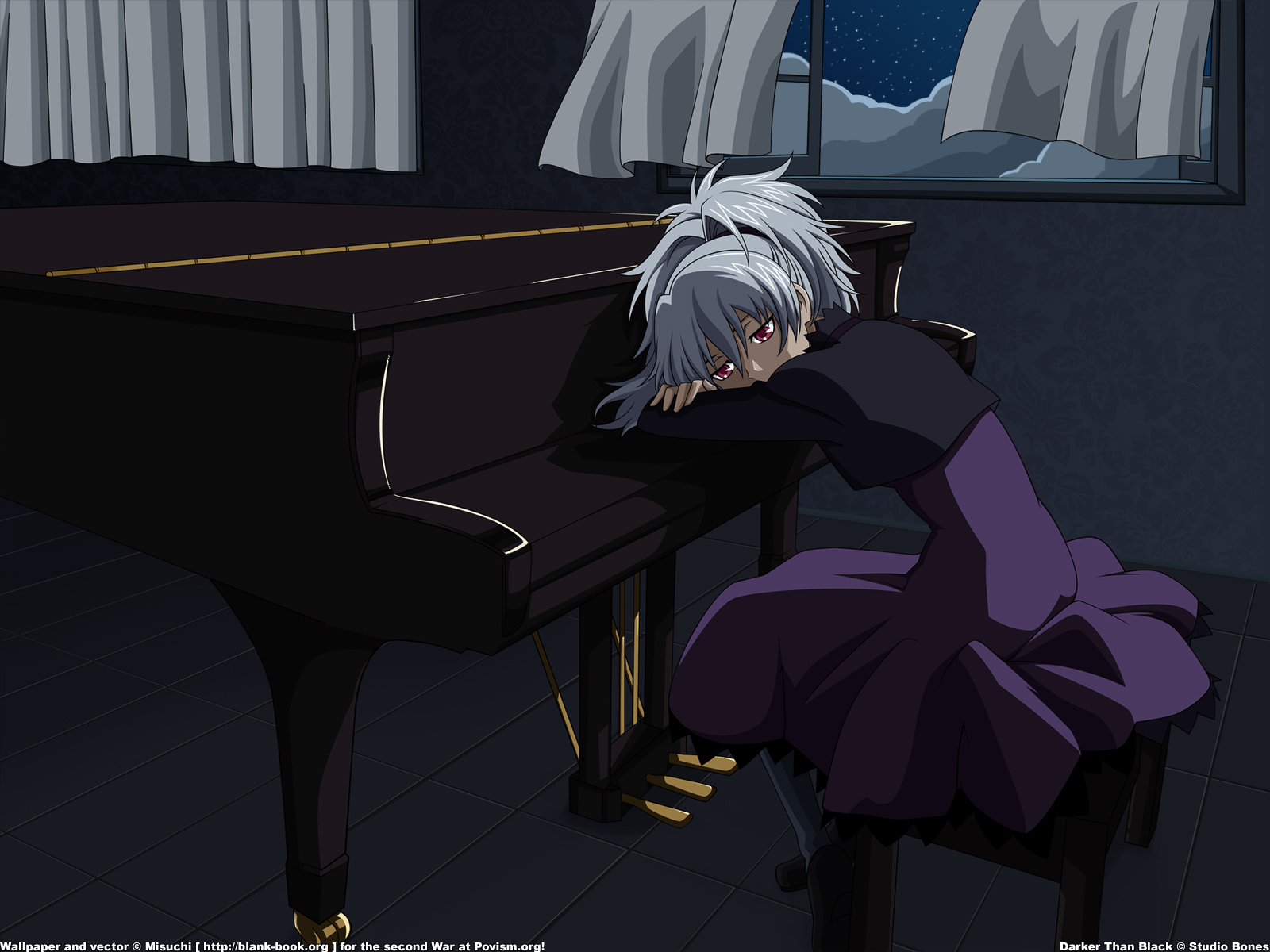 anime, darker than black, piano, yin (darker than black)