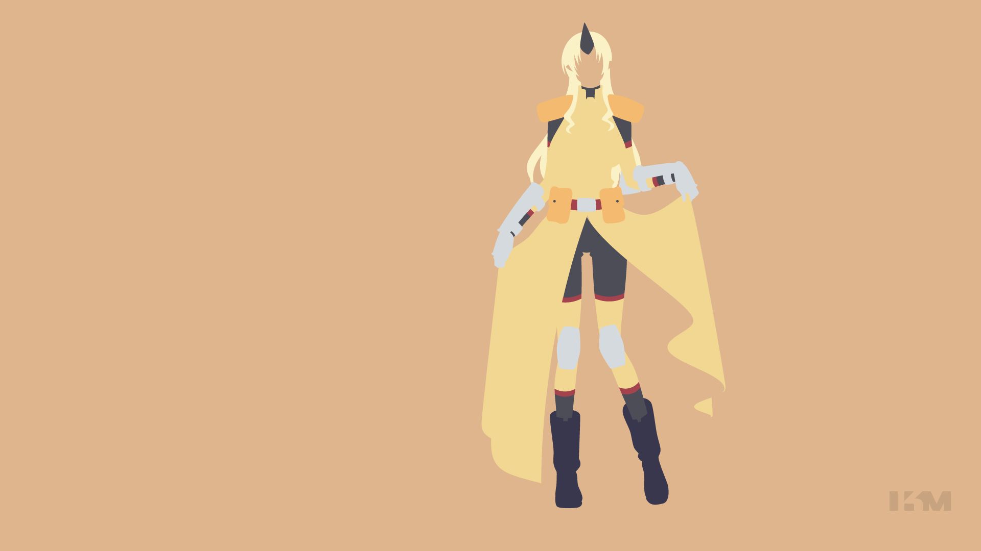 anime, monster musume, blonde, boots, dress, everyday life with monster girls, glove, horns, minimalist, tionishia (monster musume), yellow dress