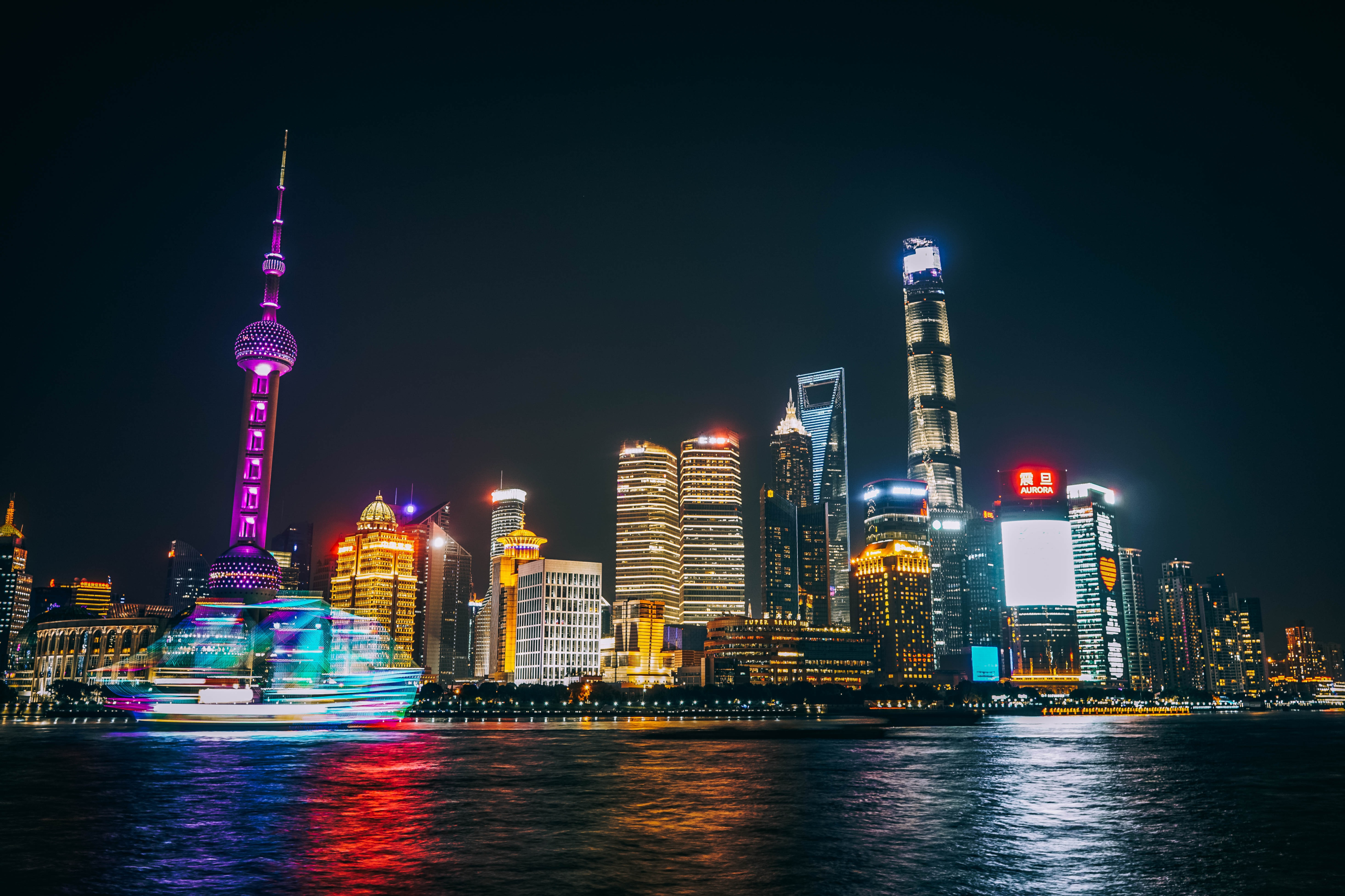 Free download wallpaper Cities, Night, City, Skyscraper, Shanghai, Skyline, Man Made, Oriental Pearl Tower on your PC desktop