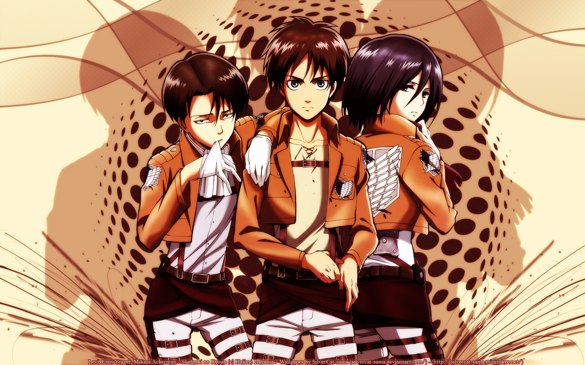 Download mobile wallpaper Anime, Eren Yeager, Mikasa Ackerman, Attack On Titan, Levi Ackerman for free.