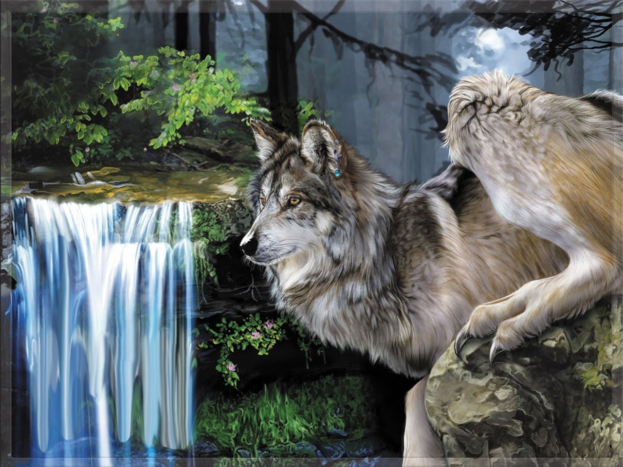 Handy-Wallpaper Fantasie, Wolf kostenlos herunterladen.