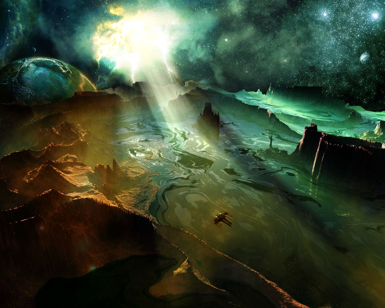 Free download wallpaper Landscape, Planet, Sci Fi on your PC desktop
