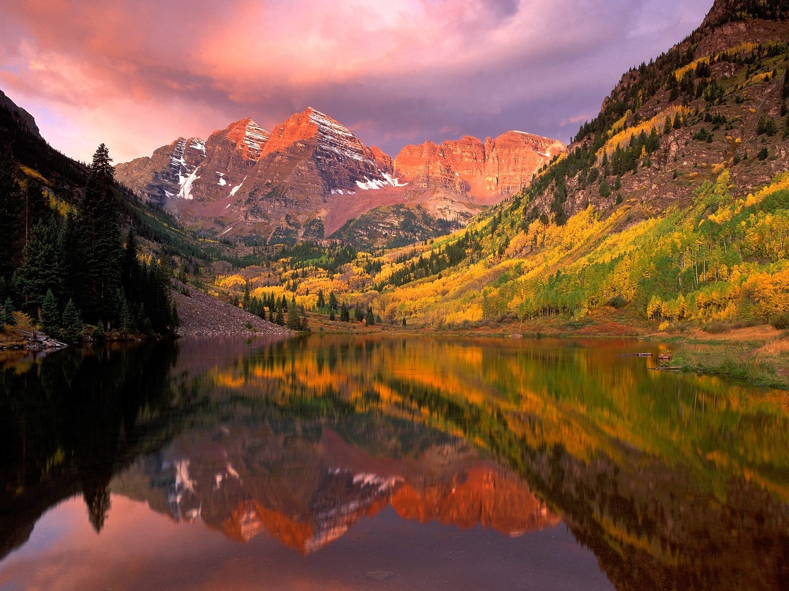 PCデスクトップにスカイ, 山脈, 秋, 水, 風景画像を無料でダウンロード