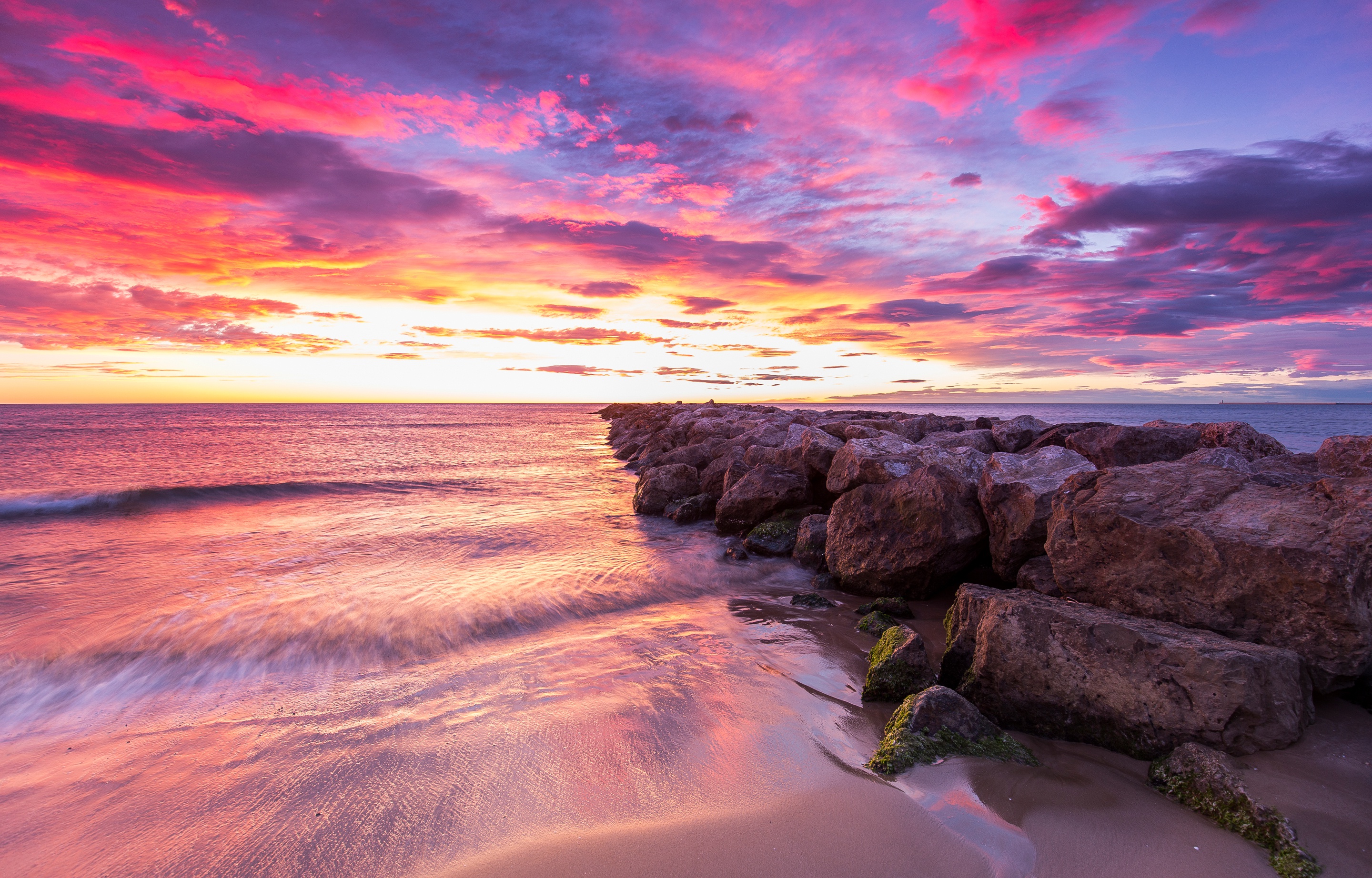 Free download wallpaper Nature, Sunset, Sky, Horizon, Ocean, Earth, Cloud on your PC desktop