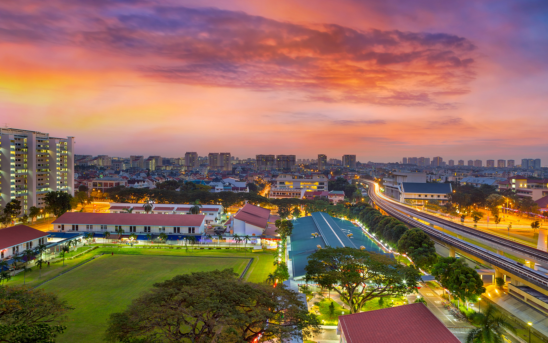 Laden Sie das Städte, Sonnenaufgang, Stadtbild, Singapur, Menschengemacht-Bild kostenlos auf Ihren PC-Desktop herunter