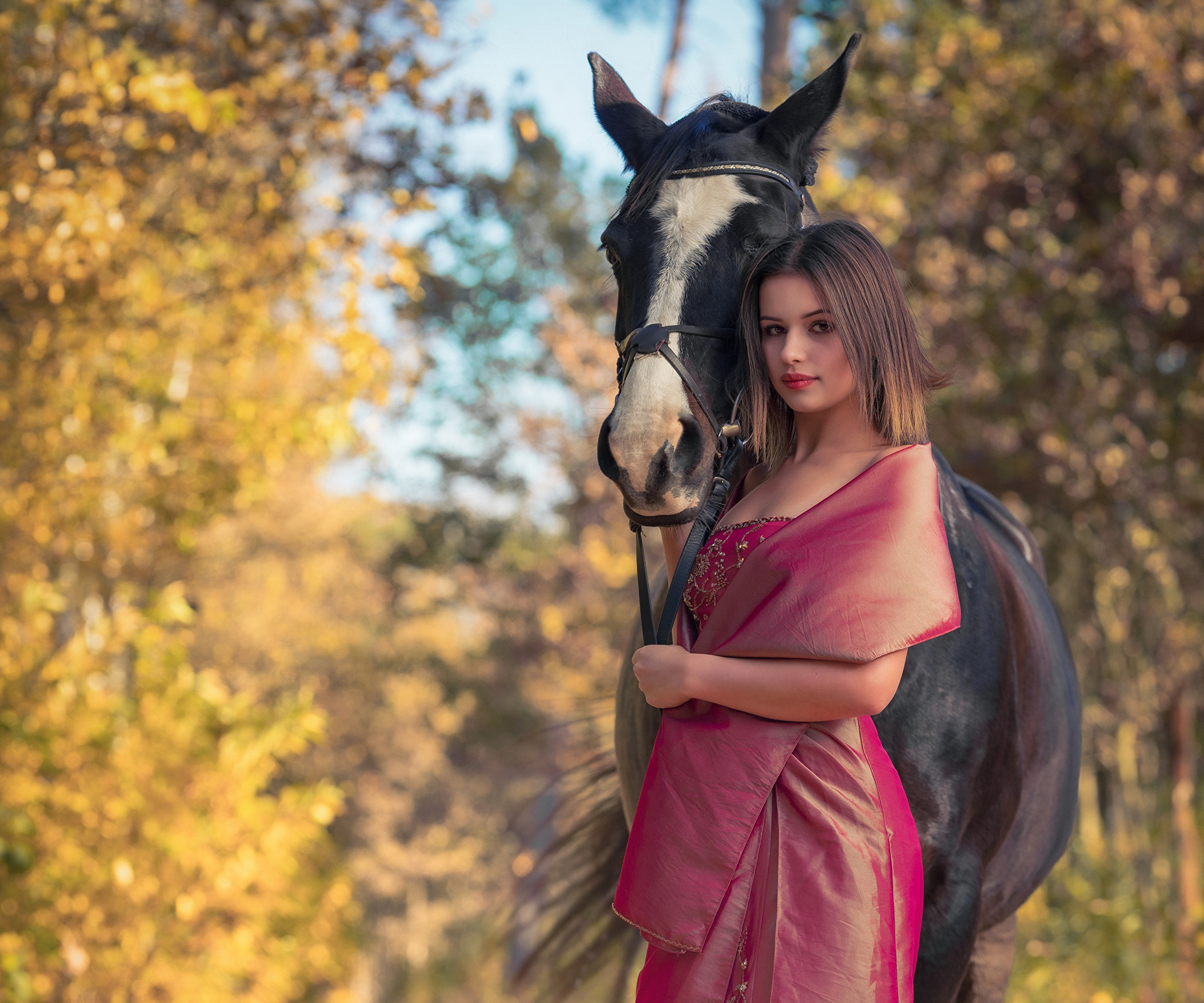 Download mobile wallpaper Horse, Model, Women, Depth Of Field for free.