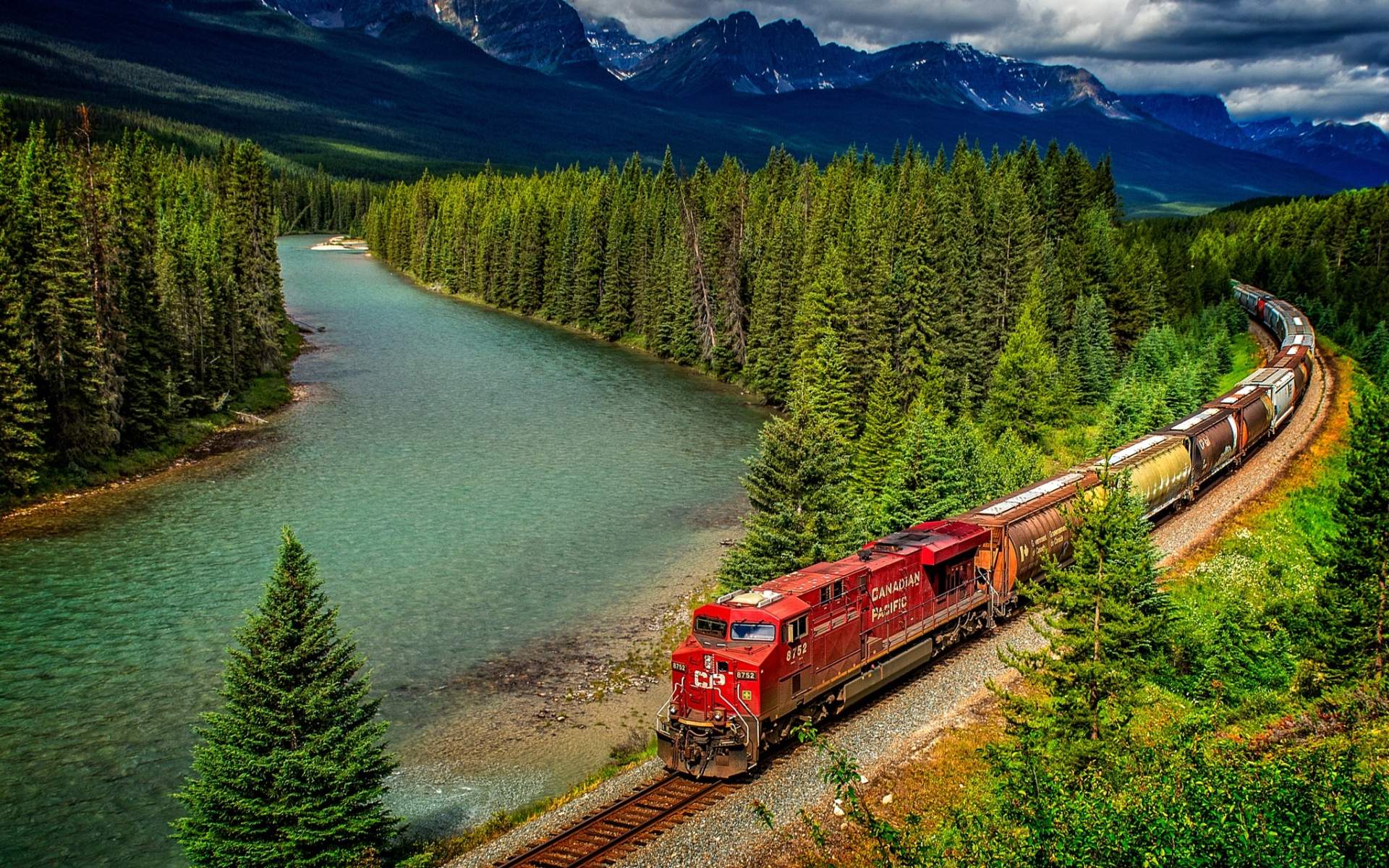 Download mobile wallpaper Mountain, Forest, Train, Locomotive, Vehicle, Vehicles for free.