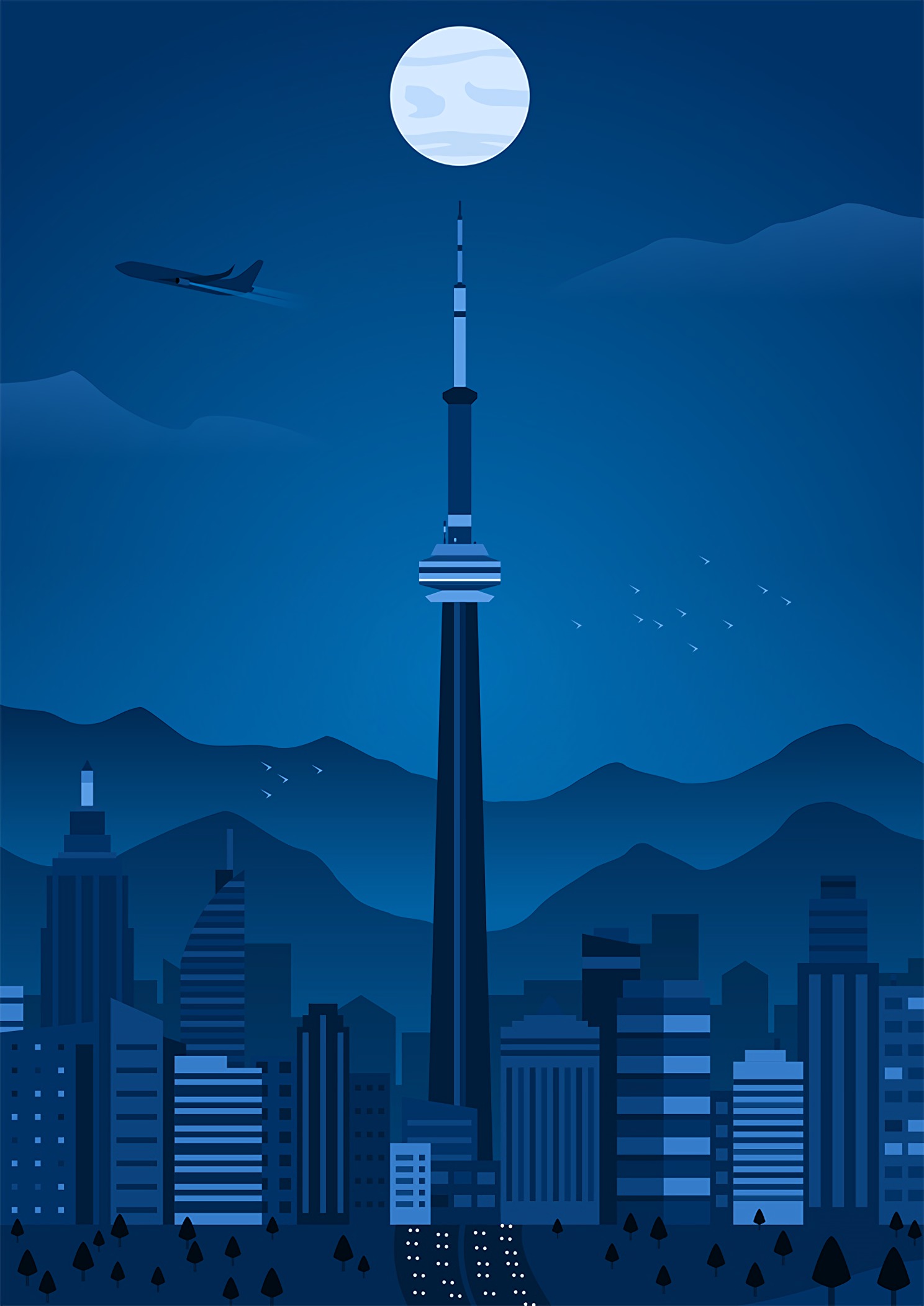 vector, art, night, city, tower iphone wallpaper
