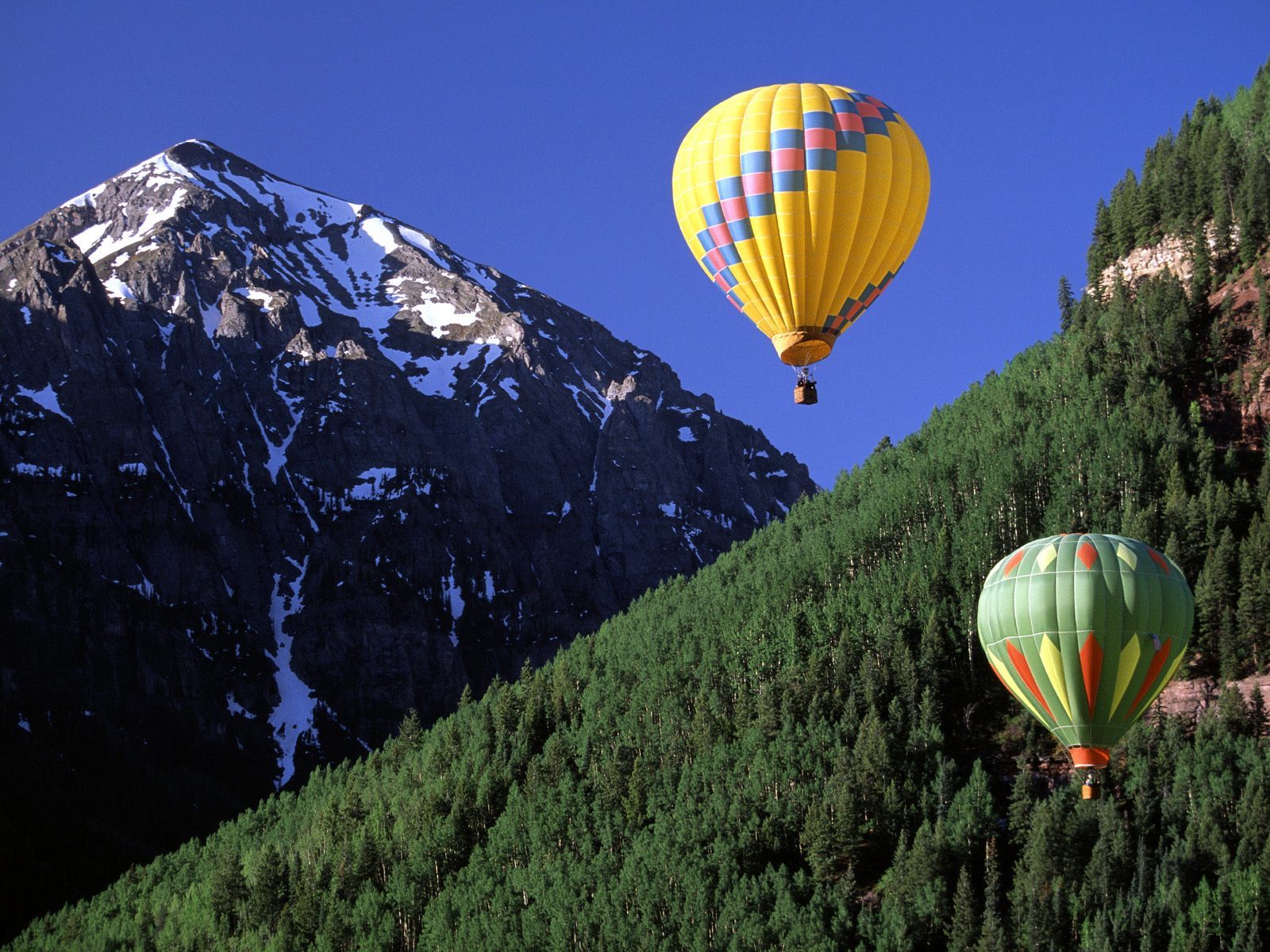 balloons, mountains, landscape