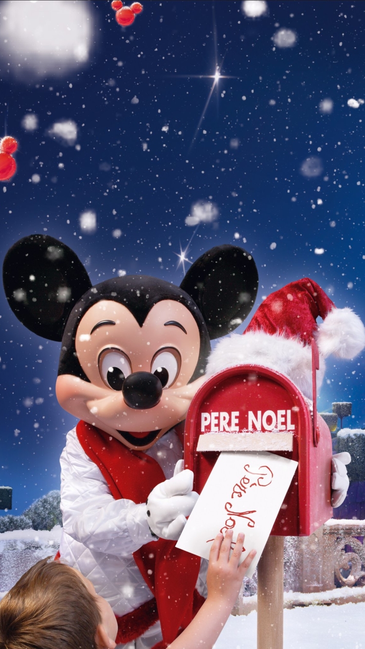 Handy-Wallpaper Feiertage, Weihnachten, Disneyland, Mickey Maus kostenlos herunterladen.